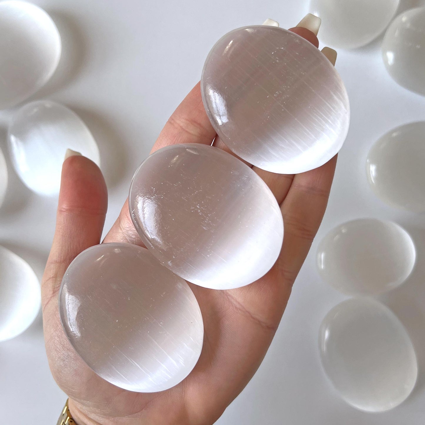 Selenite Palm Stone
