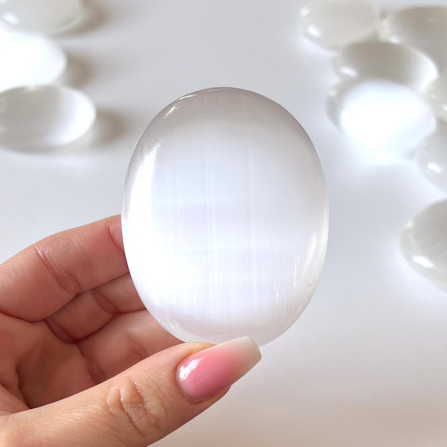 Selenite Palm Stone