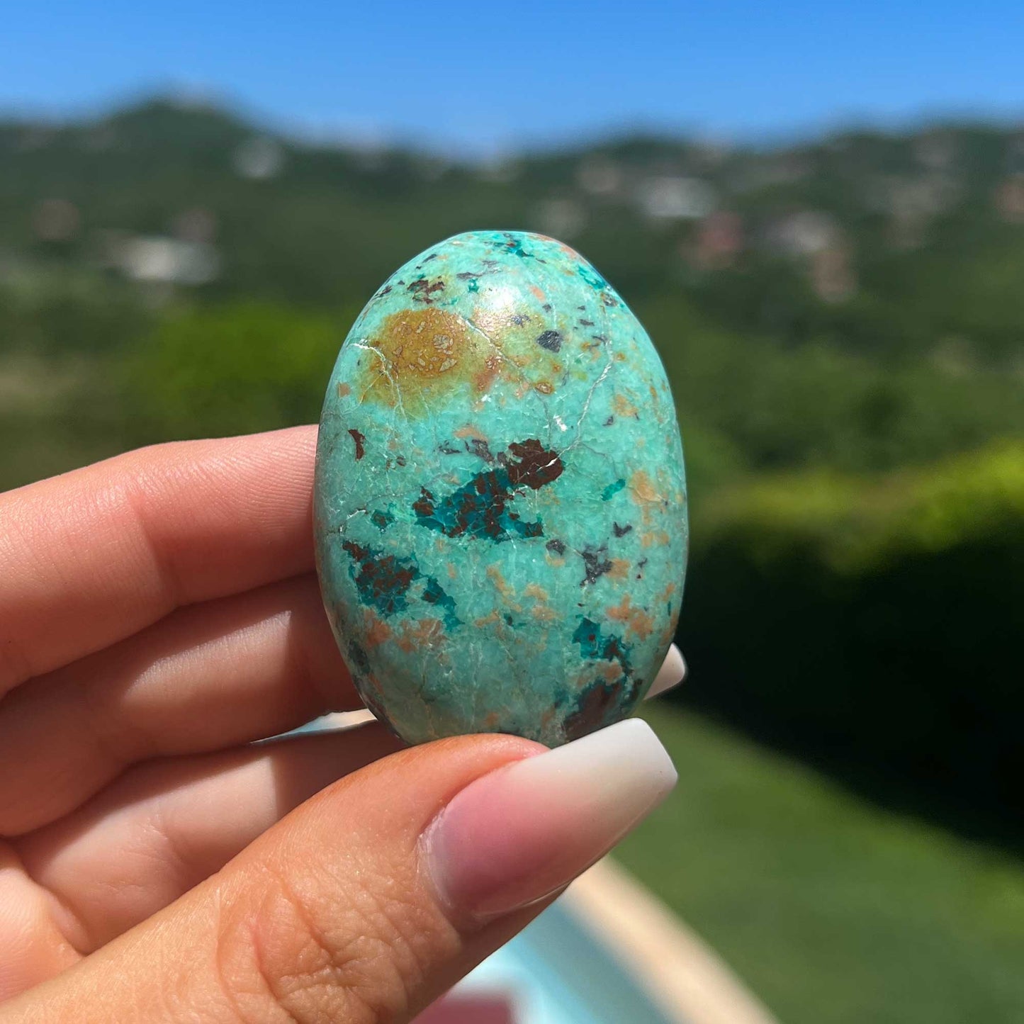 Light Blue Chrysocolla Palm Stone