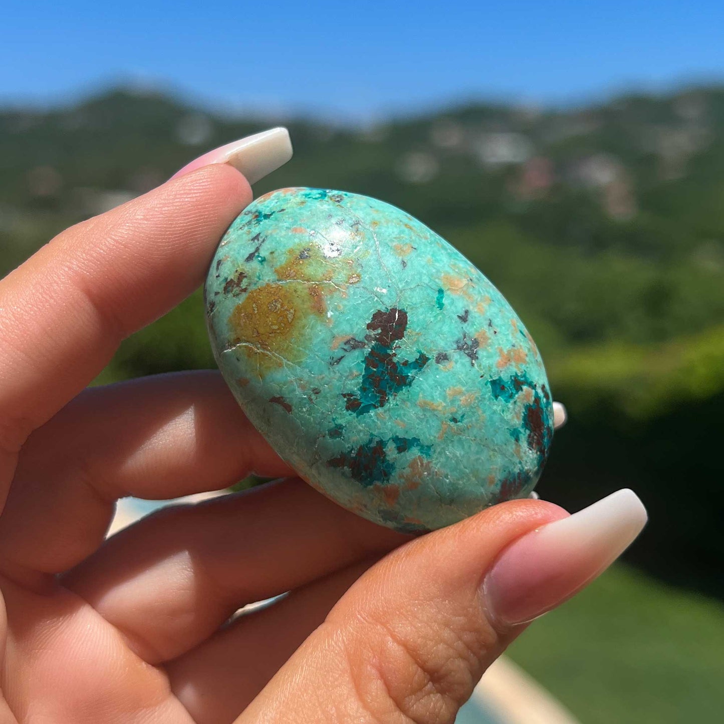 Light Blue Chrysocolla Palm Stone