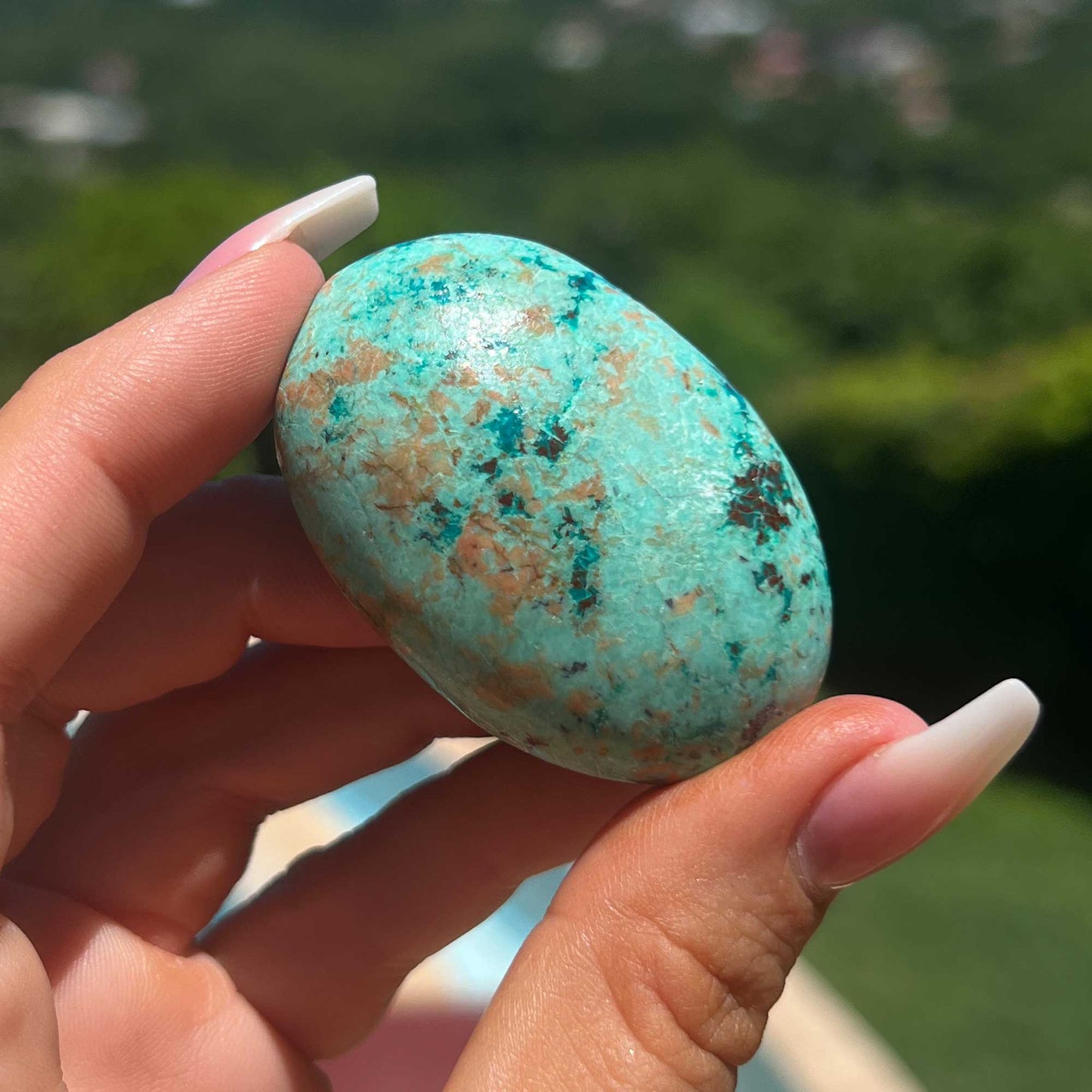 Light Blue Chrysocolla Palm Stone