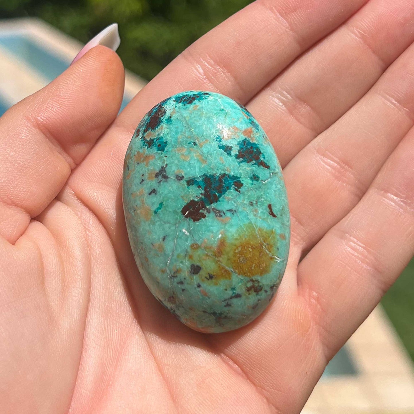 Light Blue Chrysocolla Palm Stone