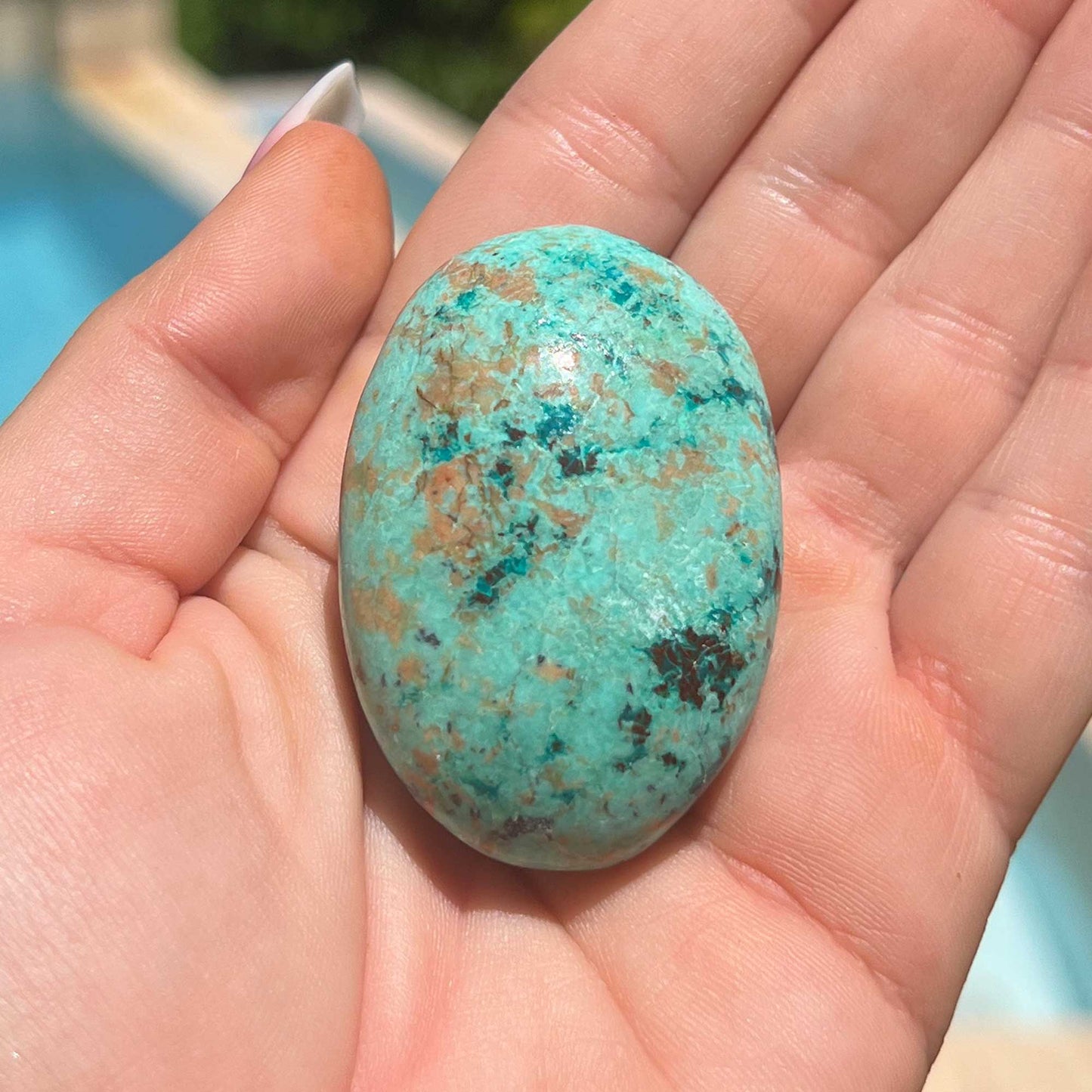 Light Blue Chrysocolla Palm Stone