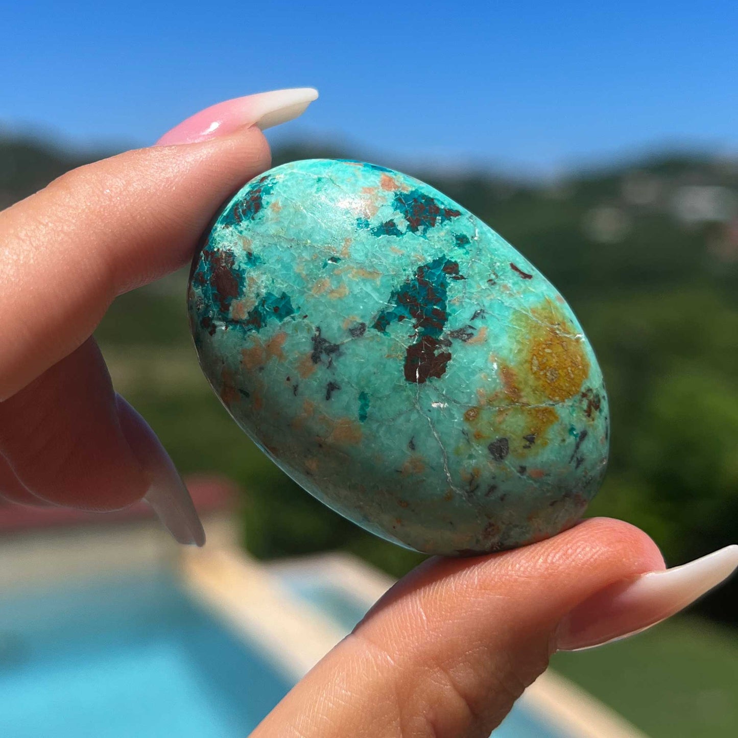 Light Blue Chrysocolla Palm Stone