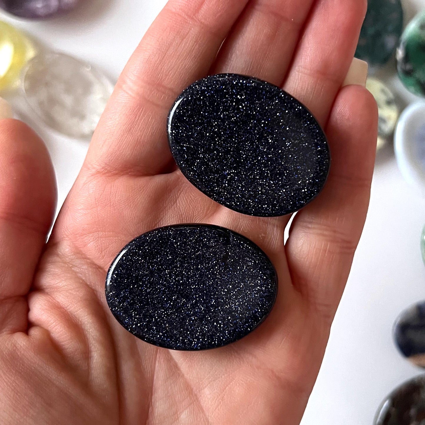 Blue Goldstone Worry Stone