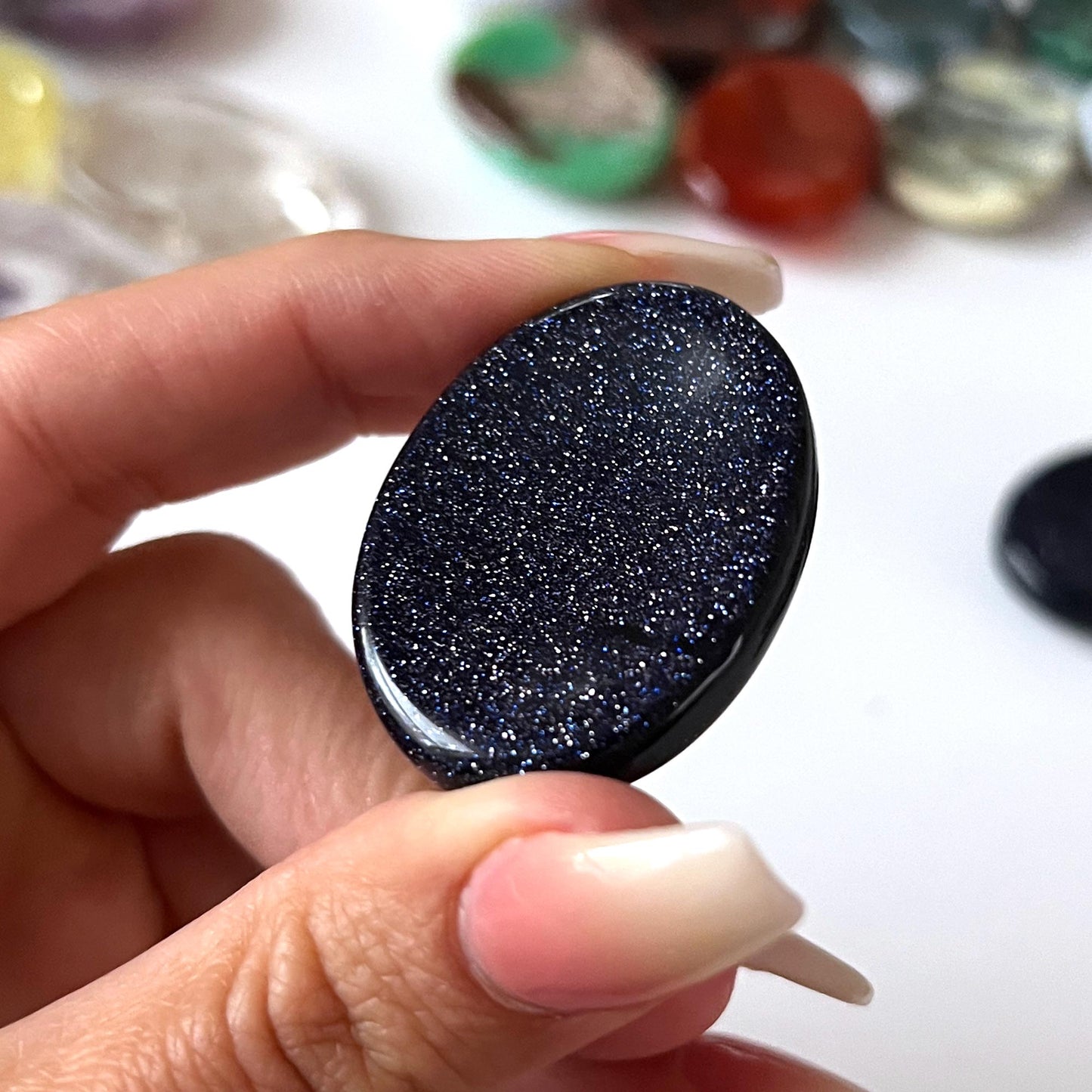 Blue Goldstone Worry Stone