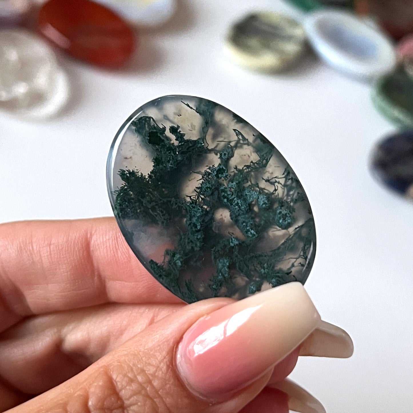 Moss Agate Worry Stone