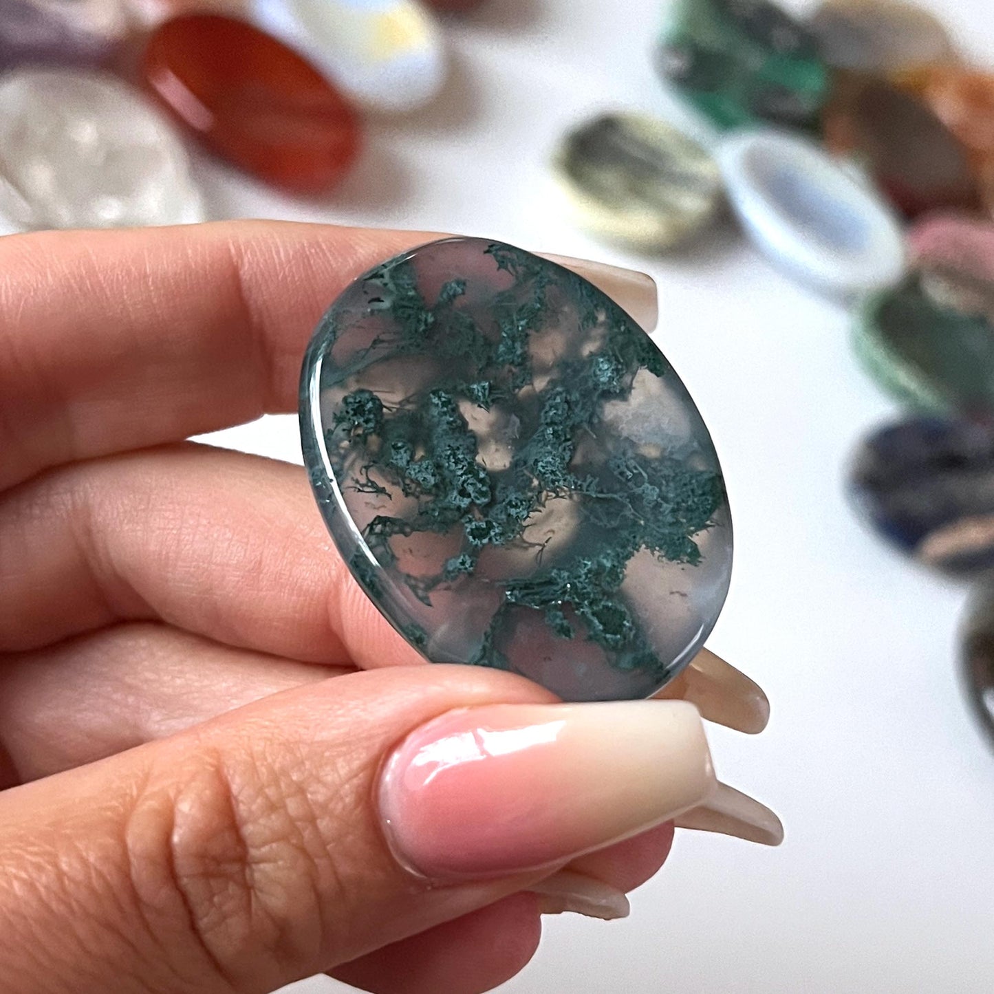 Moss Agate Worry Stone