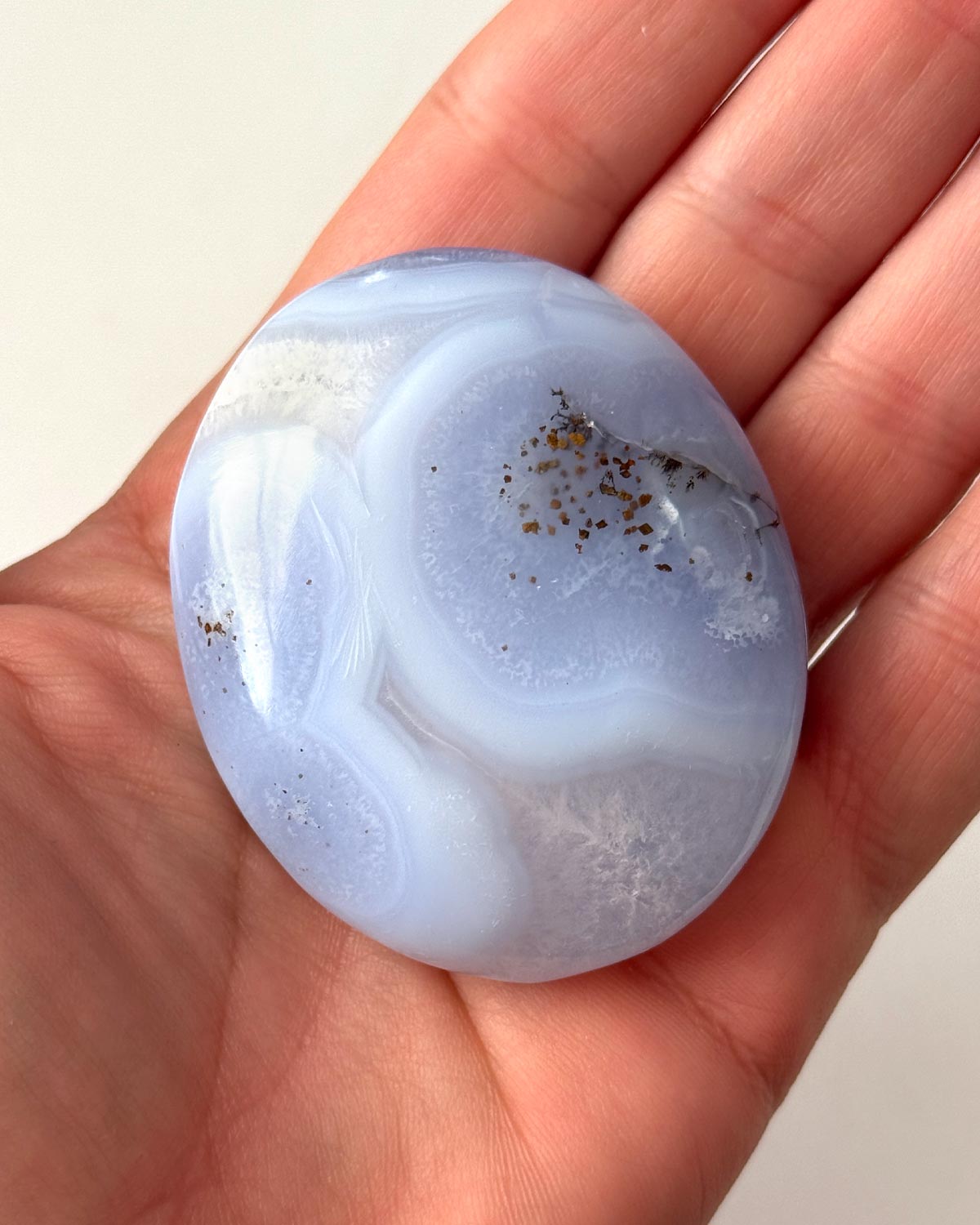 Blue Lace Agate Palm Stone
