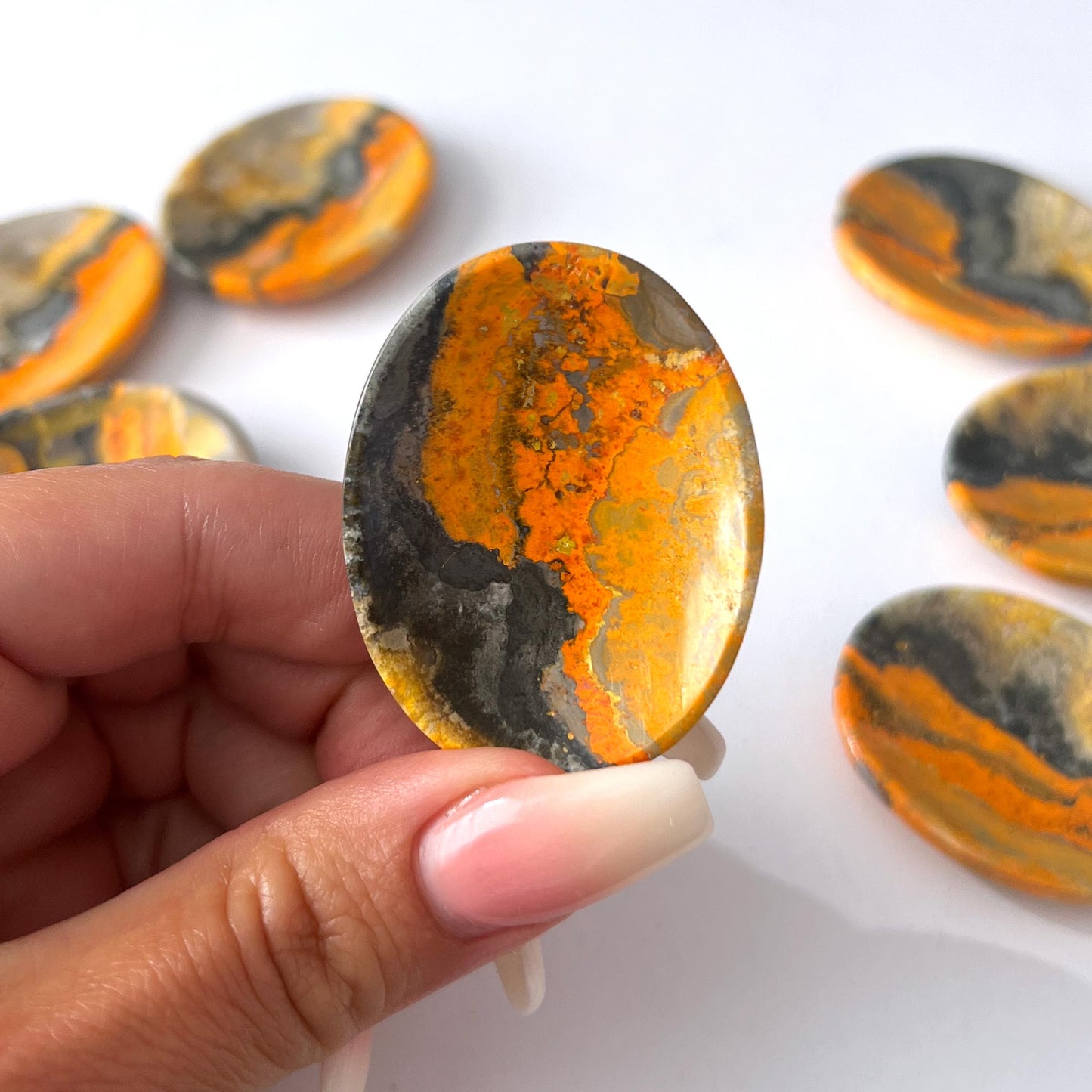 Vibrant Bumble Bee Jasper Large Worry Stone