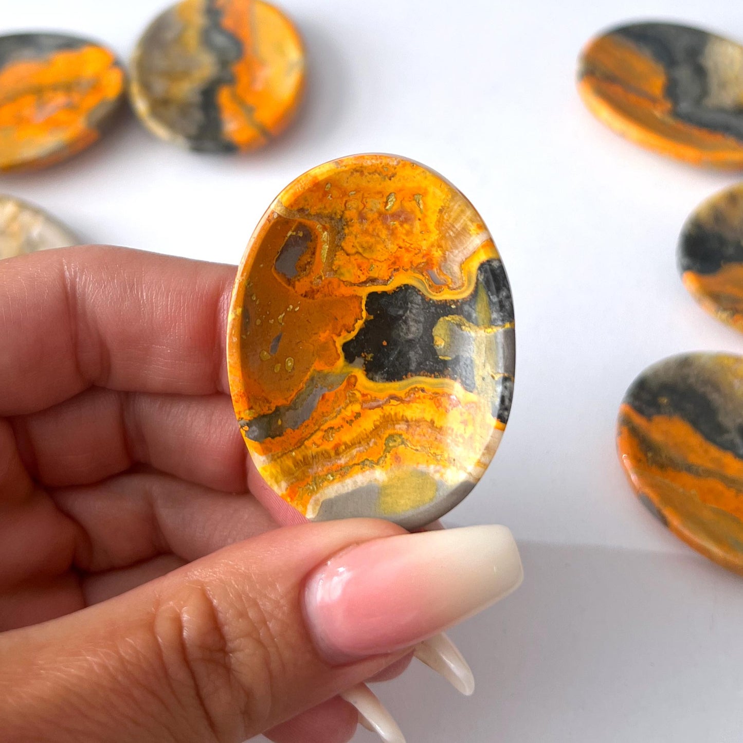 Vibrant Bumble Bee Jasper Large Worry Stone