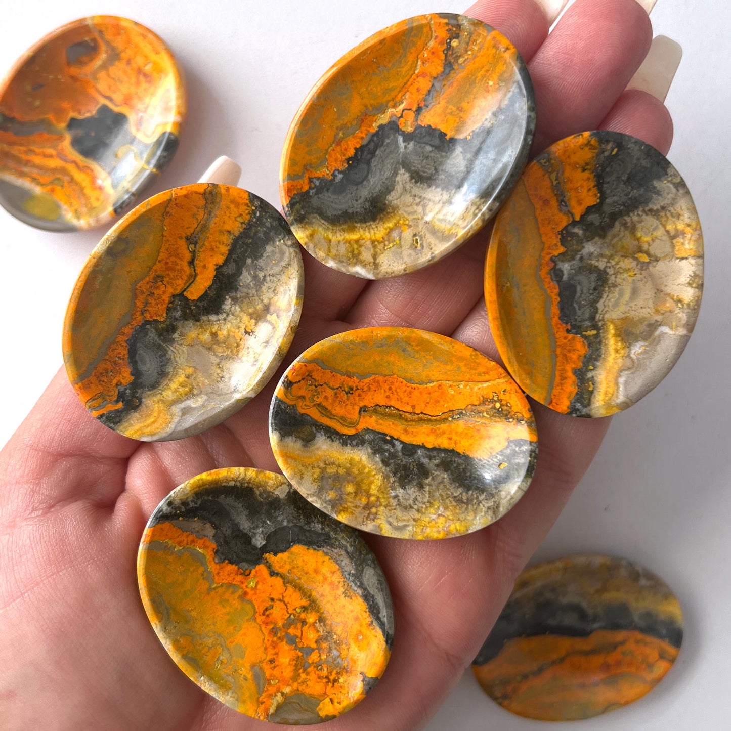 Vibrant Bumble Bee Jasper Large Worry Stone