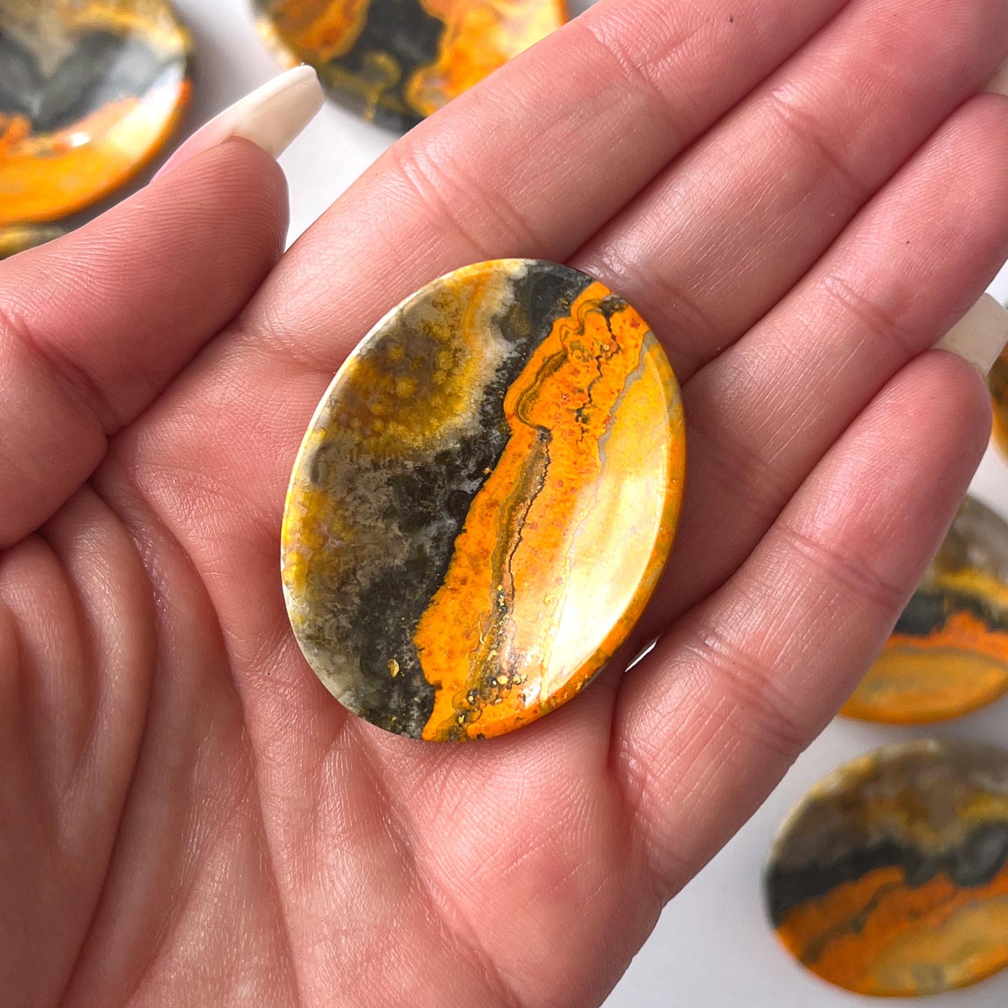 Vibrant Bumble Bee Jasper Large Worry Stone