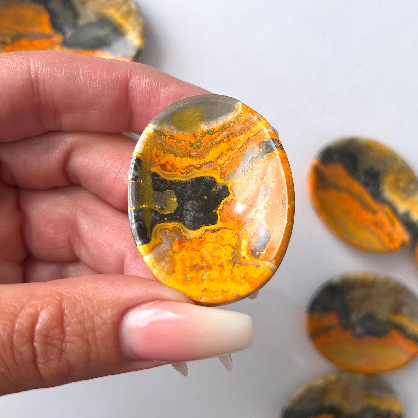 Vibrant Bumble Bee Jasper Large Worry Stone