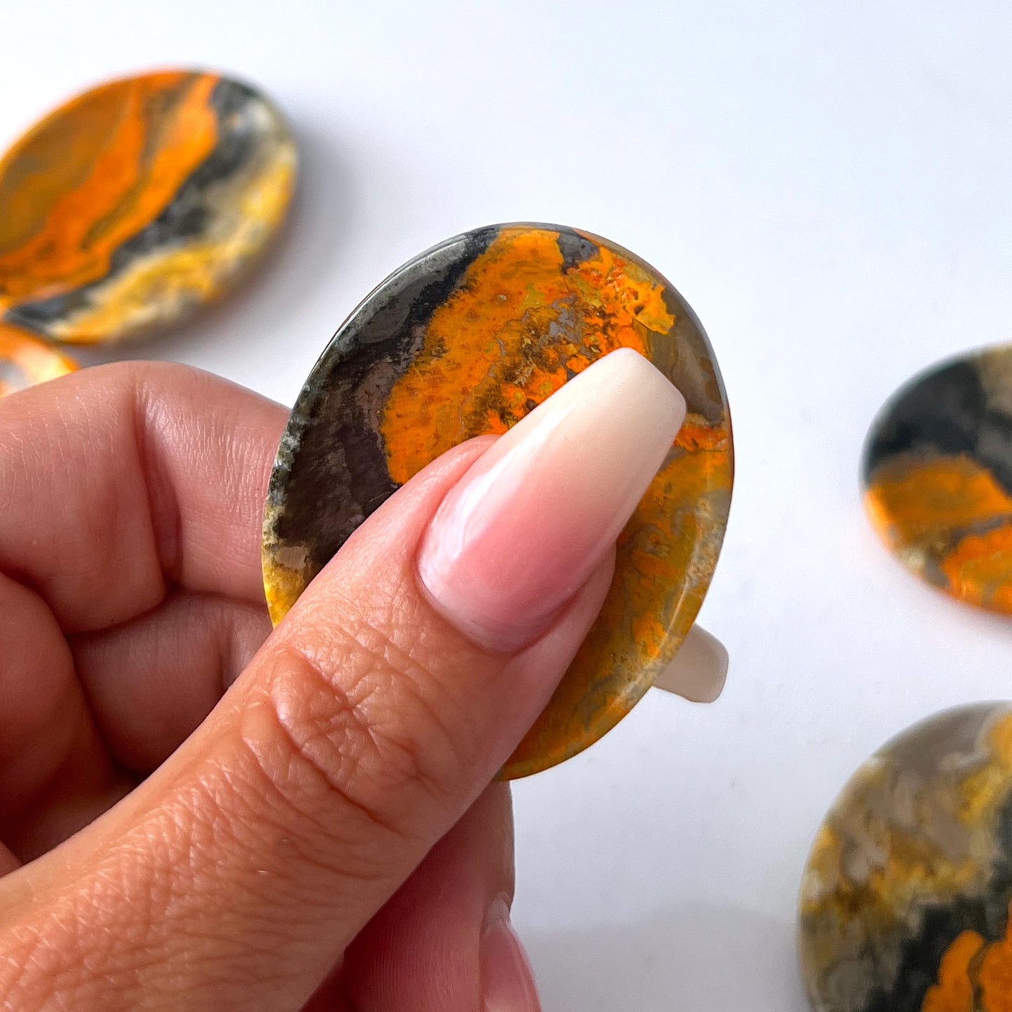 Vibrant Bumble Bee Jasper Large Worry Stone