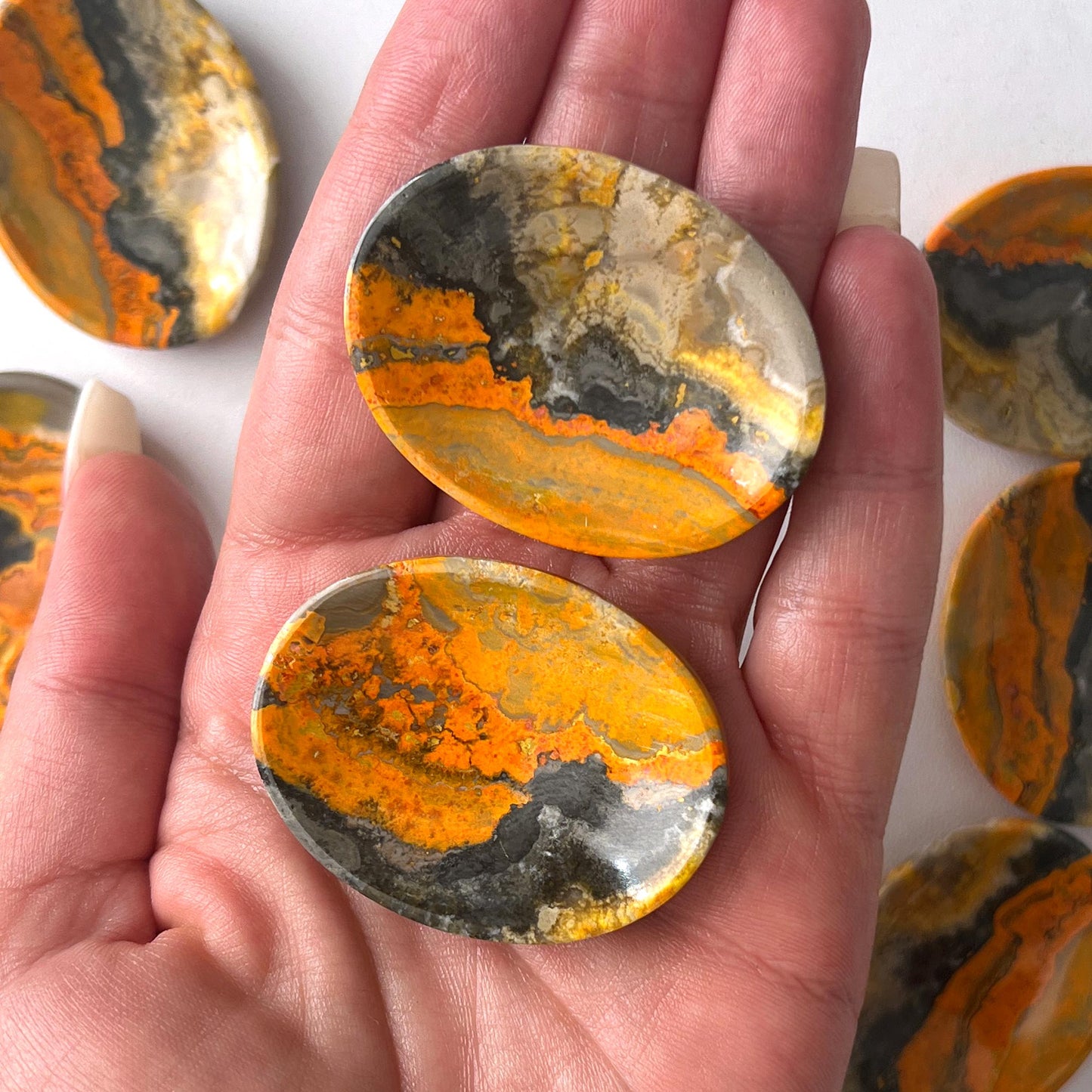 Vibrant Bumble Bee Jasper Large Worry Stone