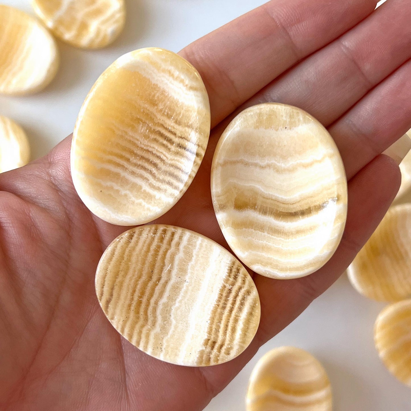 Yellow Banded Calcite Worry Stone