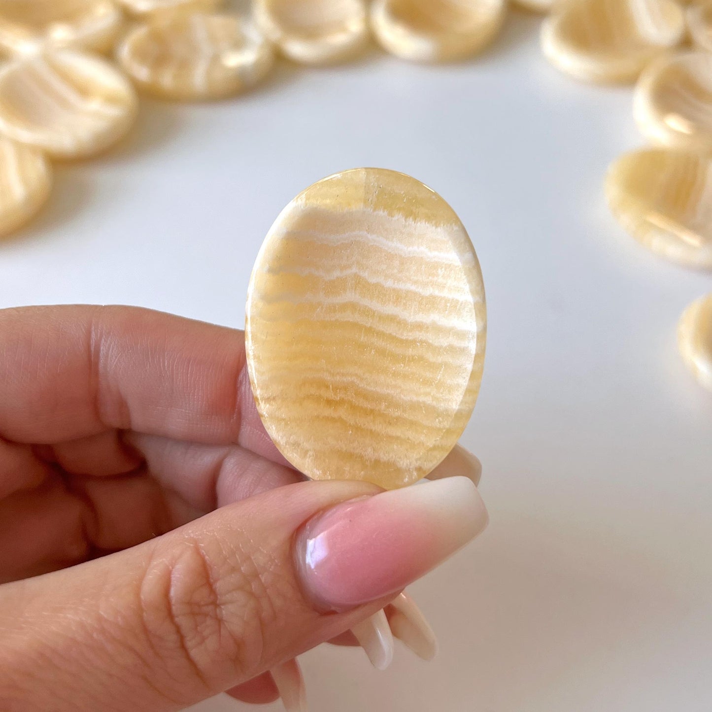 Yellow Banded Calcite Worry Stone