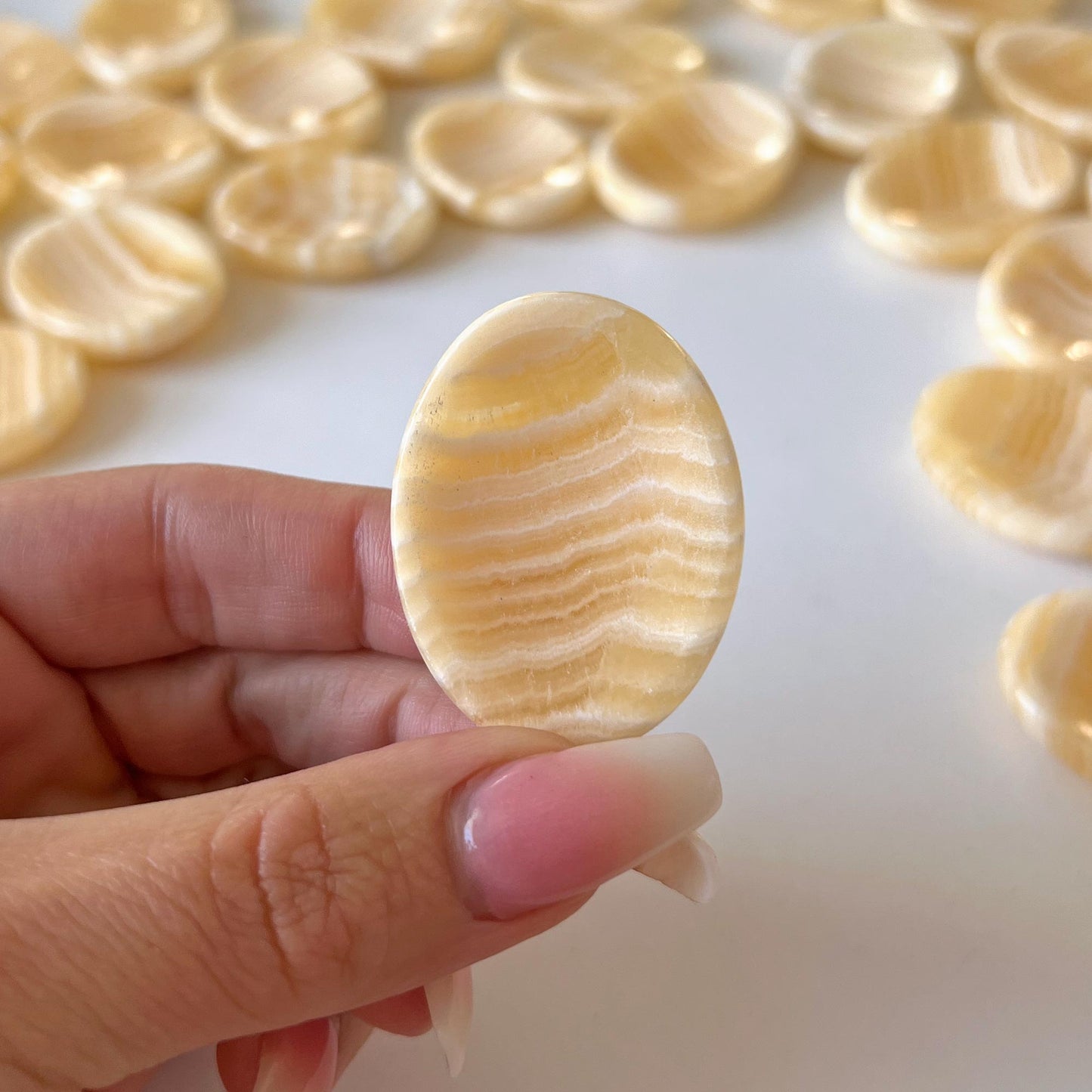 Yellow Banded Calcite Worry Stone