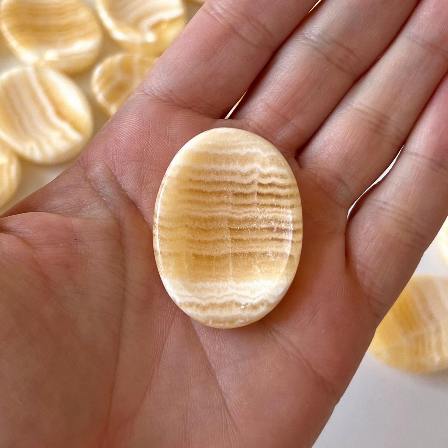 Yellow Banded Calcite Worry Stone