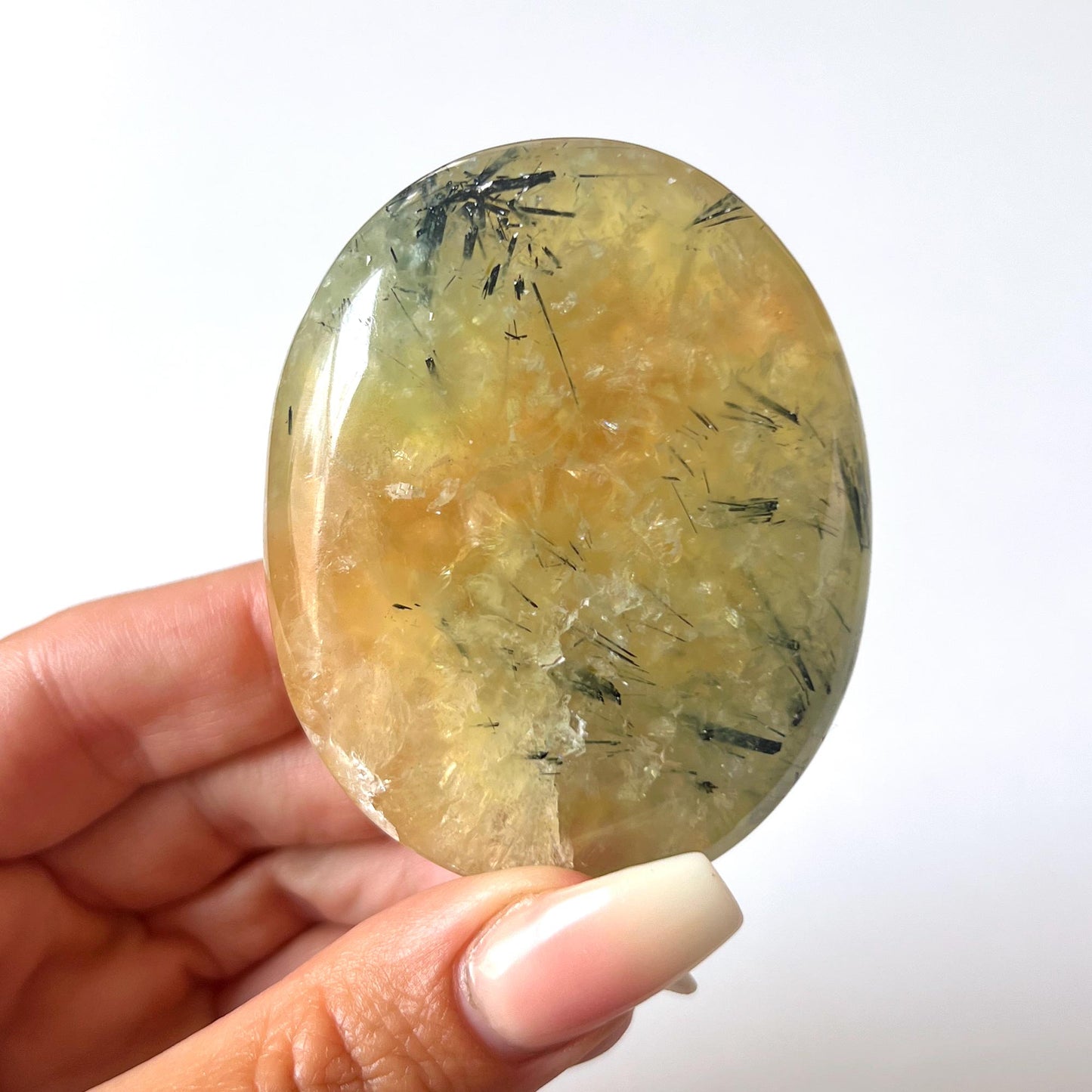 Yellow Prehnite Palm Stone