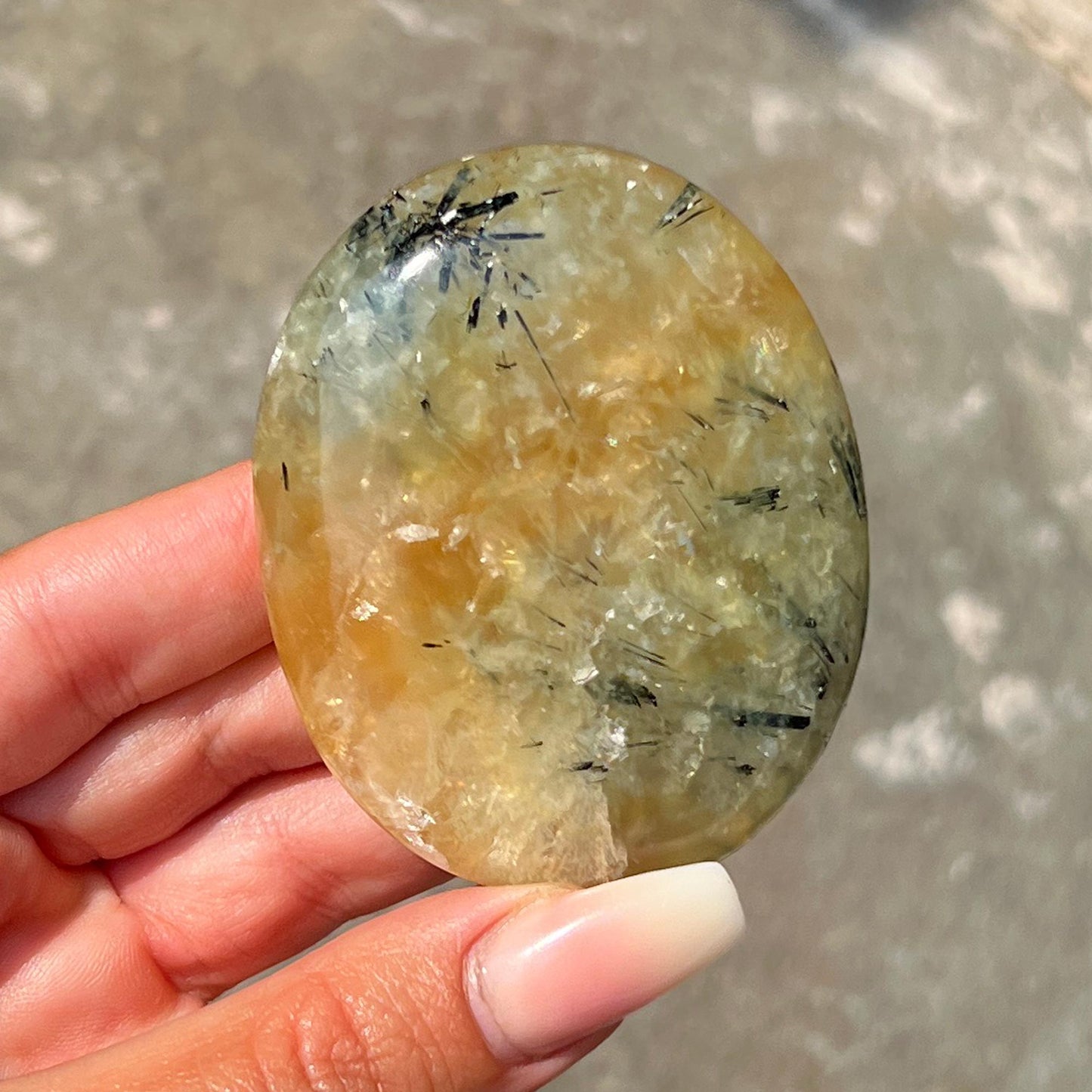 Yellow Prehnite Palm Stone