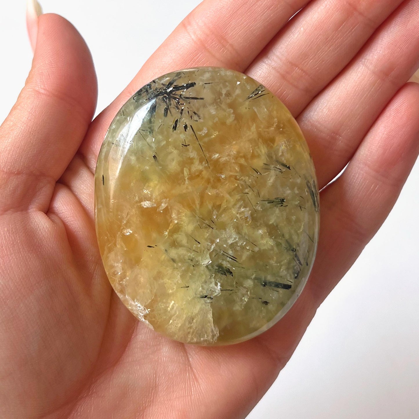 Yellow Prehnite Palm Stone