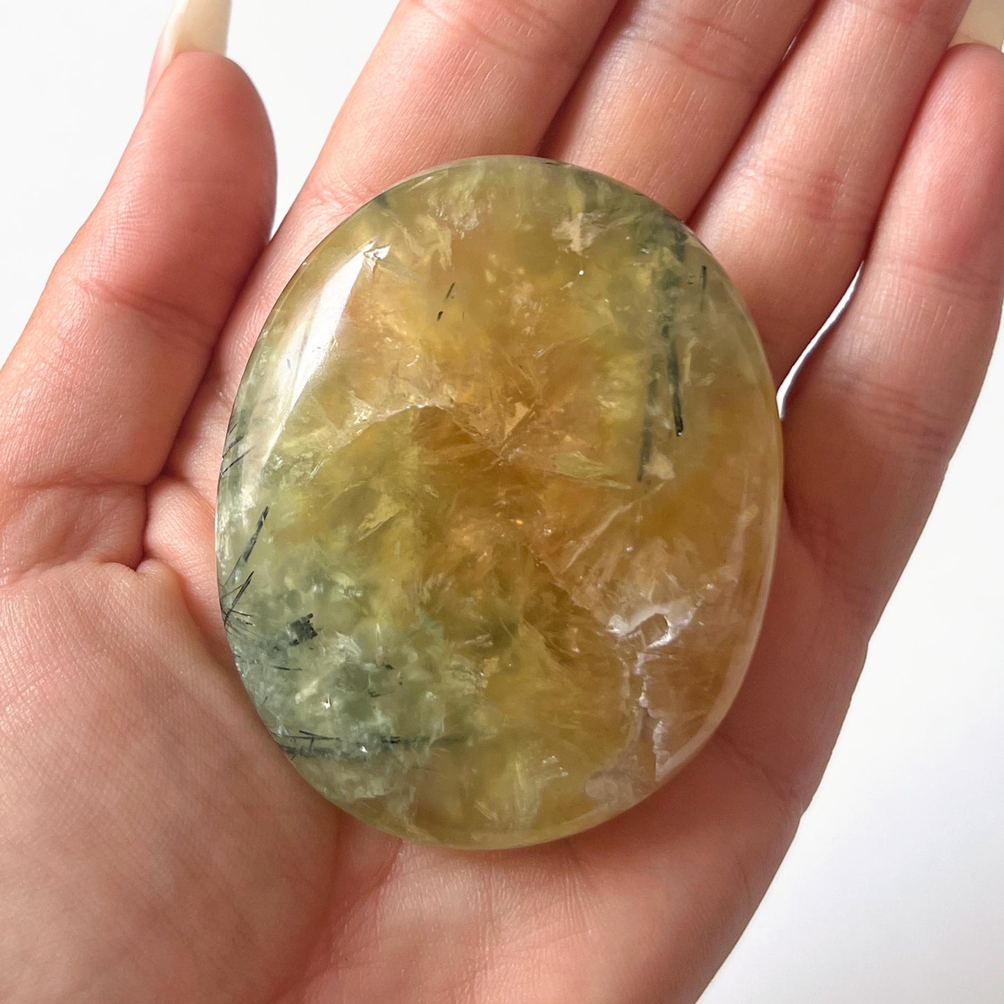 Yellow Prehnite Palm Stone