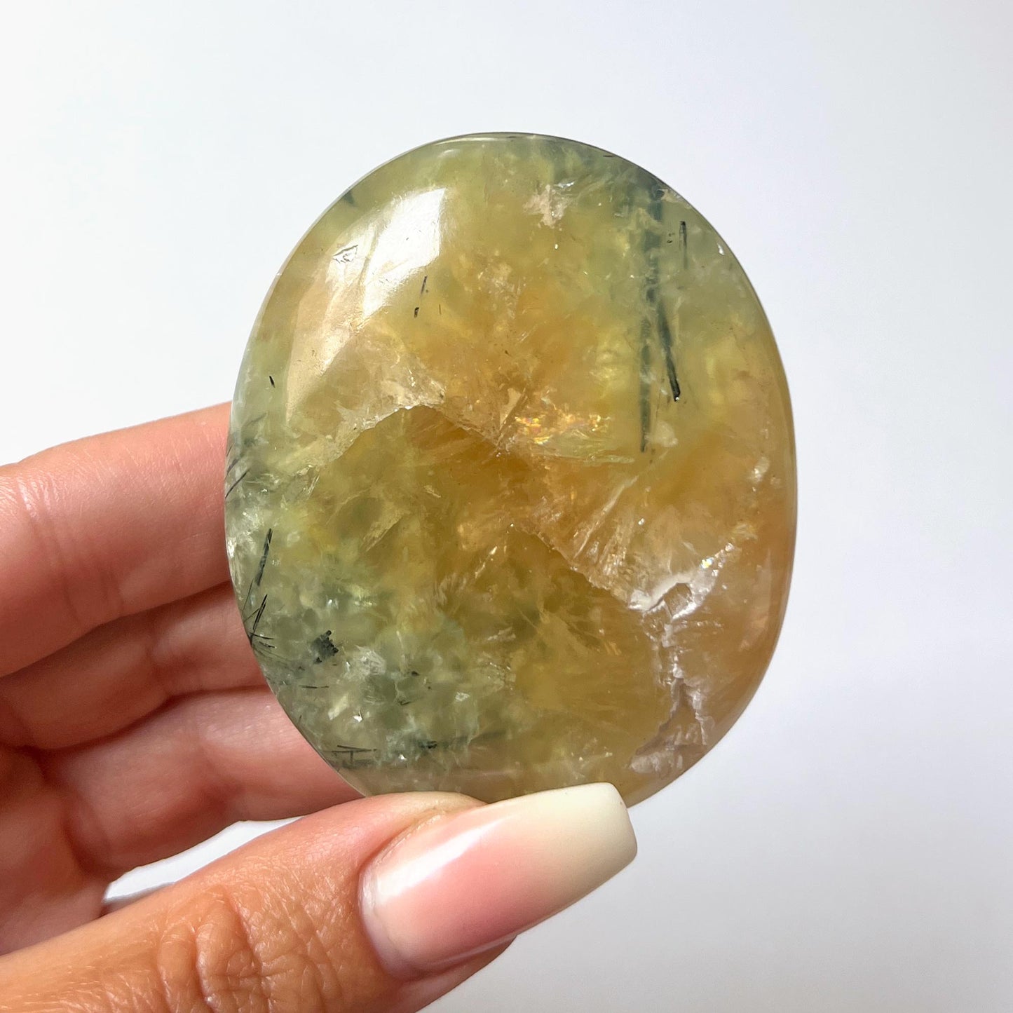 Yellow Prehnite Palm Stone