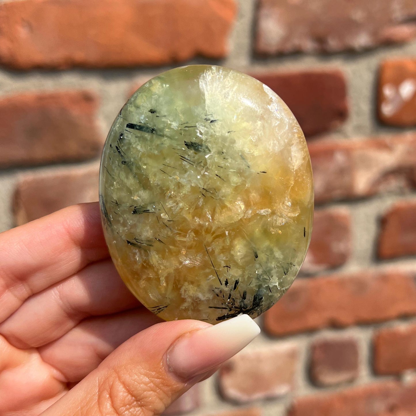 Yellow Prehnite Palm Stone