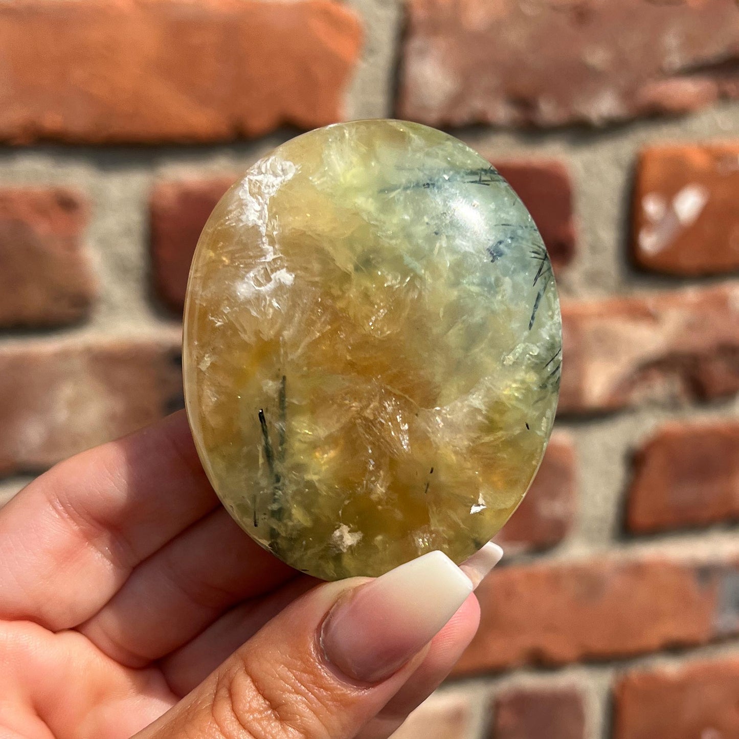Yellow Prehnite Palm Stone