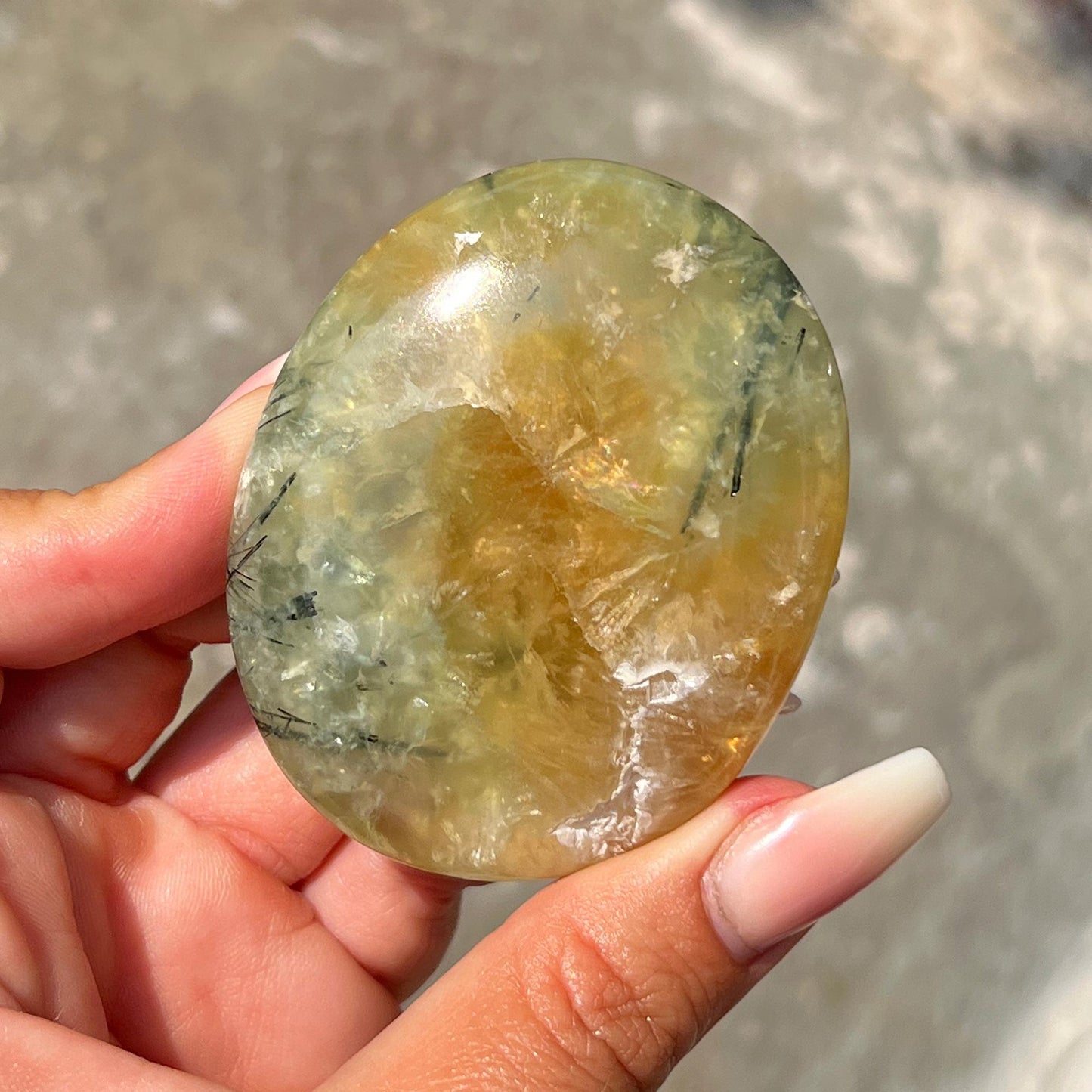 Yellow Prehnite Palm Stone