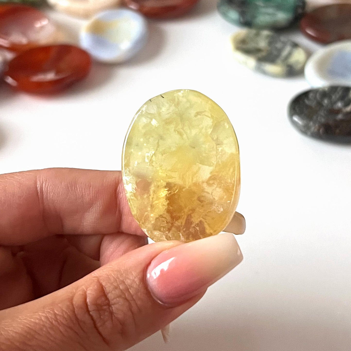 Yellow Prehnite Worry Stone