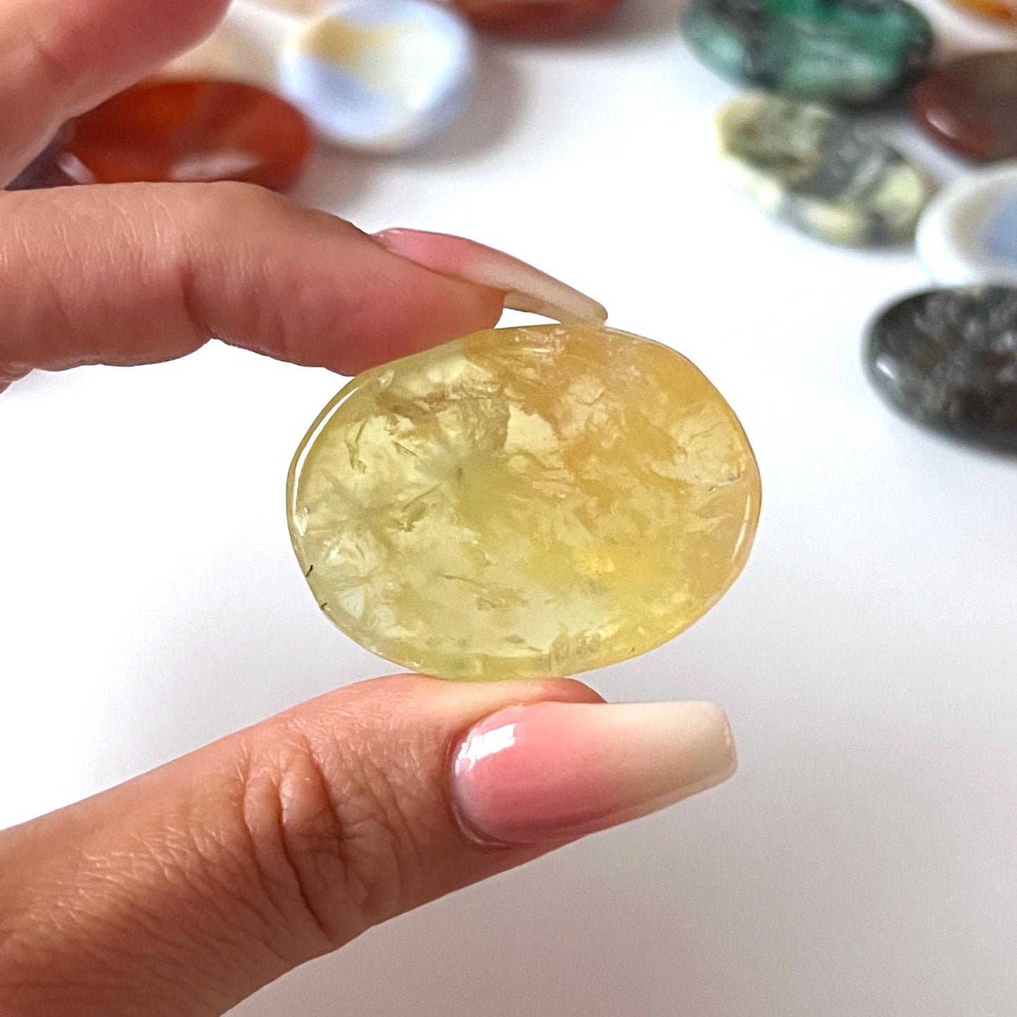 Yellow Prehnite Worry Stone