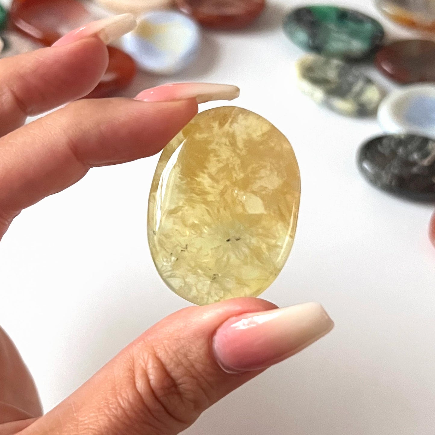 Yellow Prehnite Worry Stone