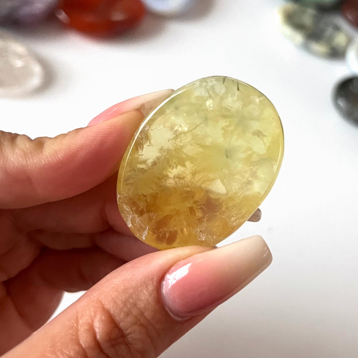 Yellow Prehnite Worry Stone