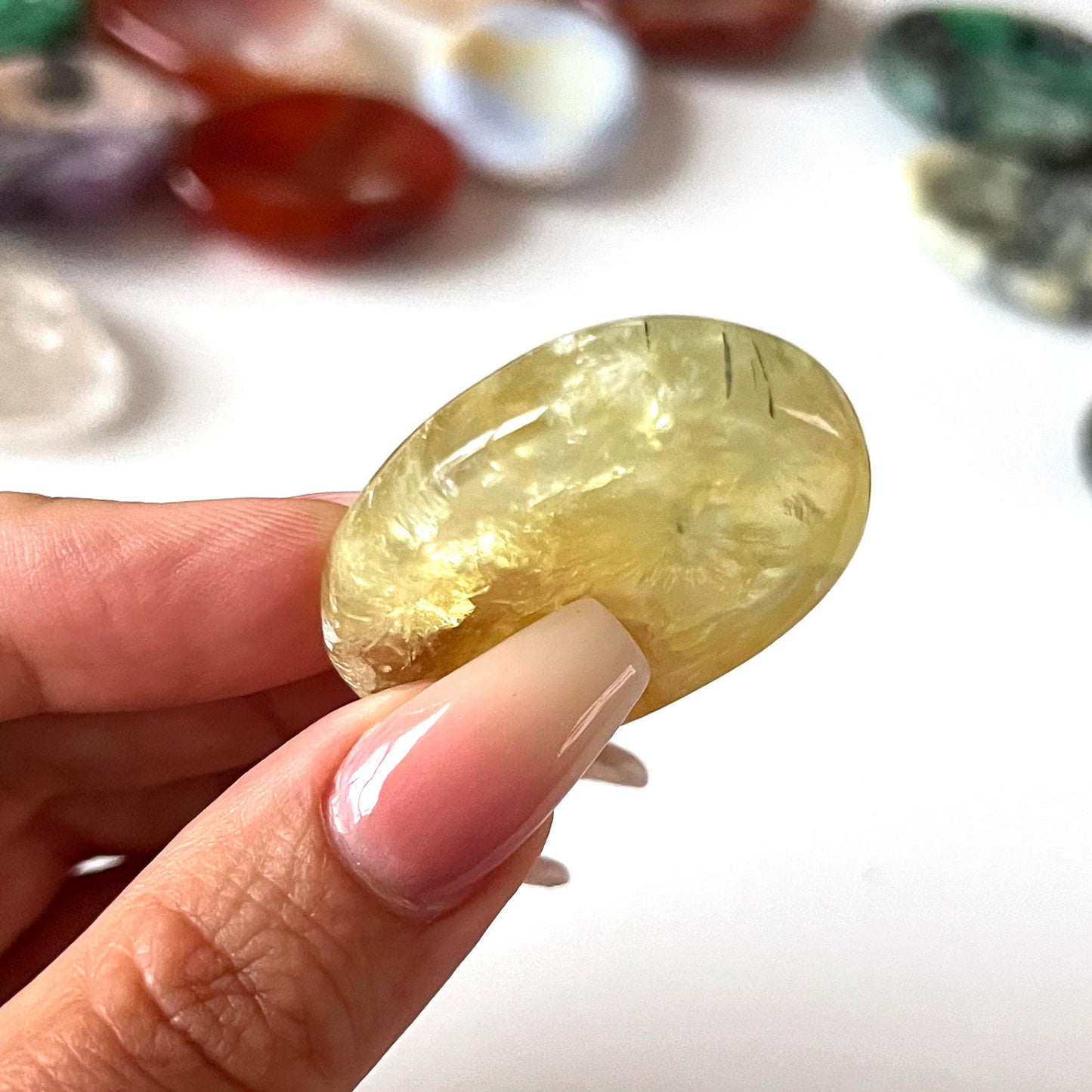 Yellow Prehnite Worry Stone