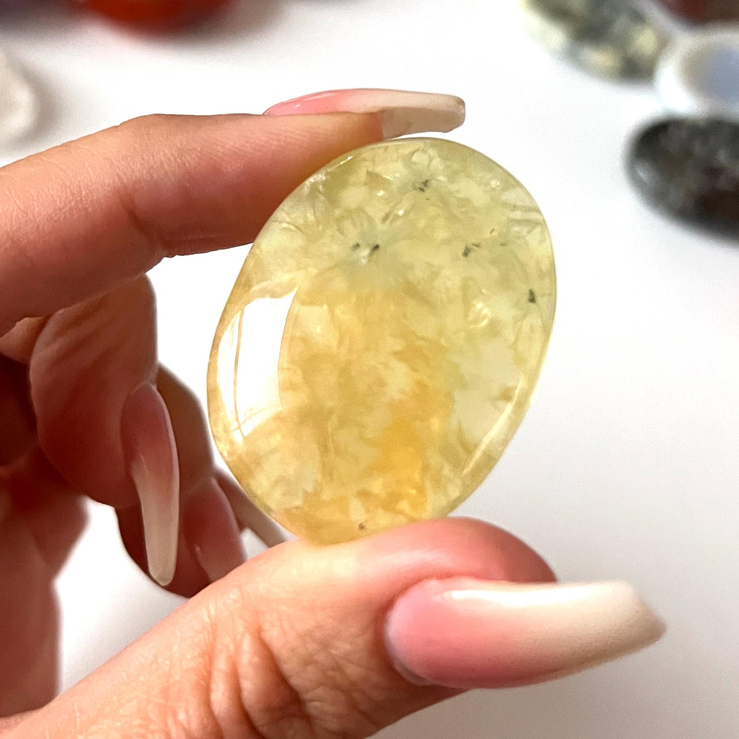 Yellow Prehnite Worry Stone