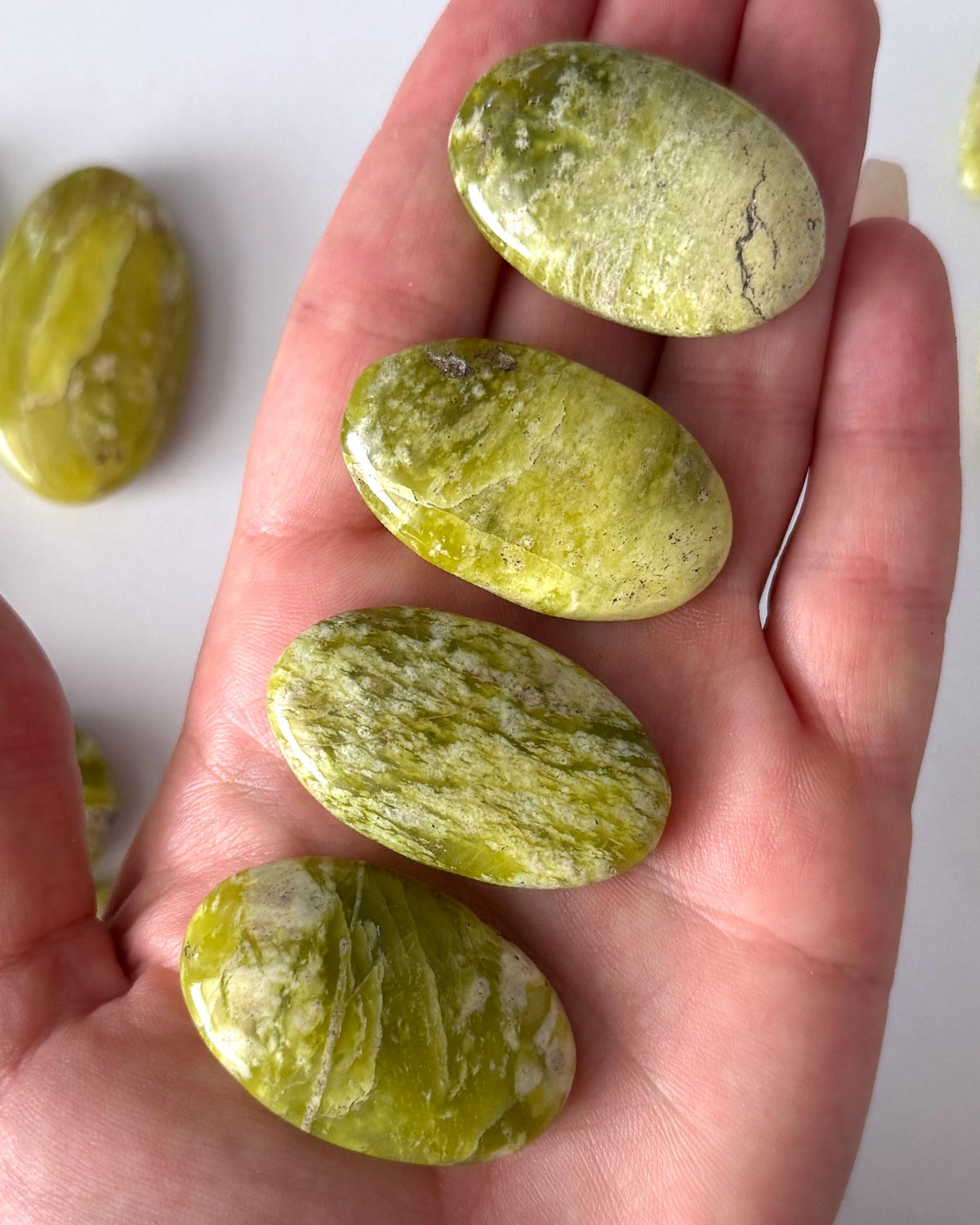 Yellow Green Serpentine Small Palm Stone