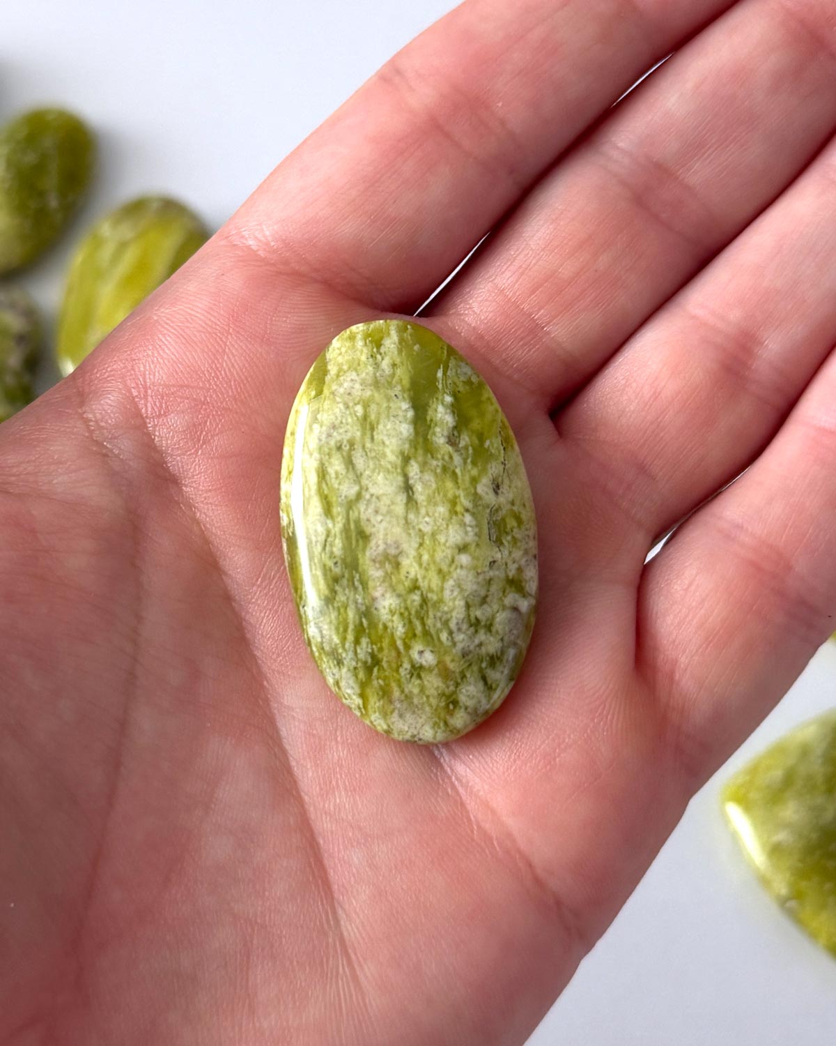 Yellow Green Serpentine Small Palm Stone