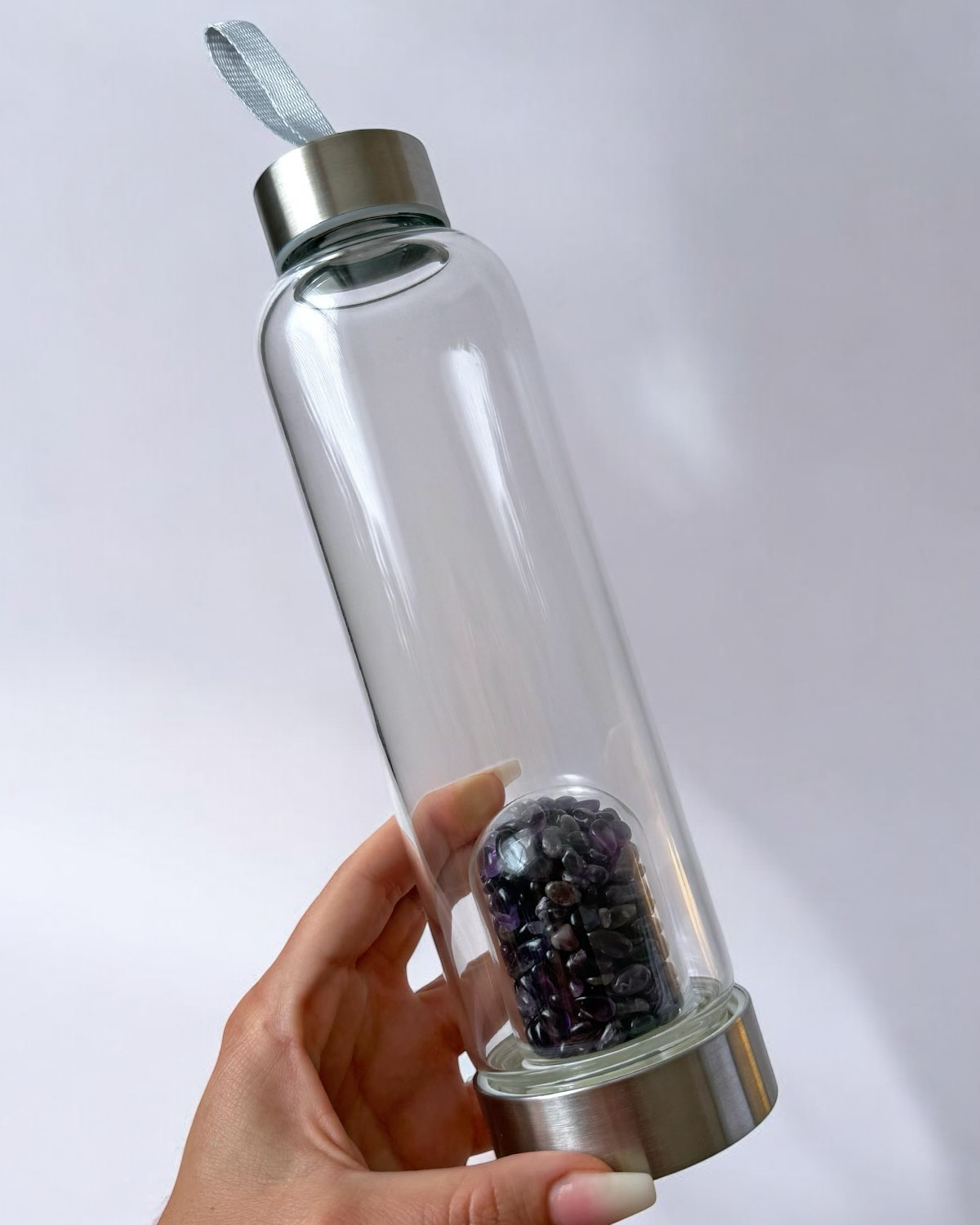 Amethyst Glass Water Bottle