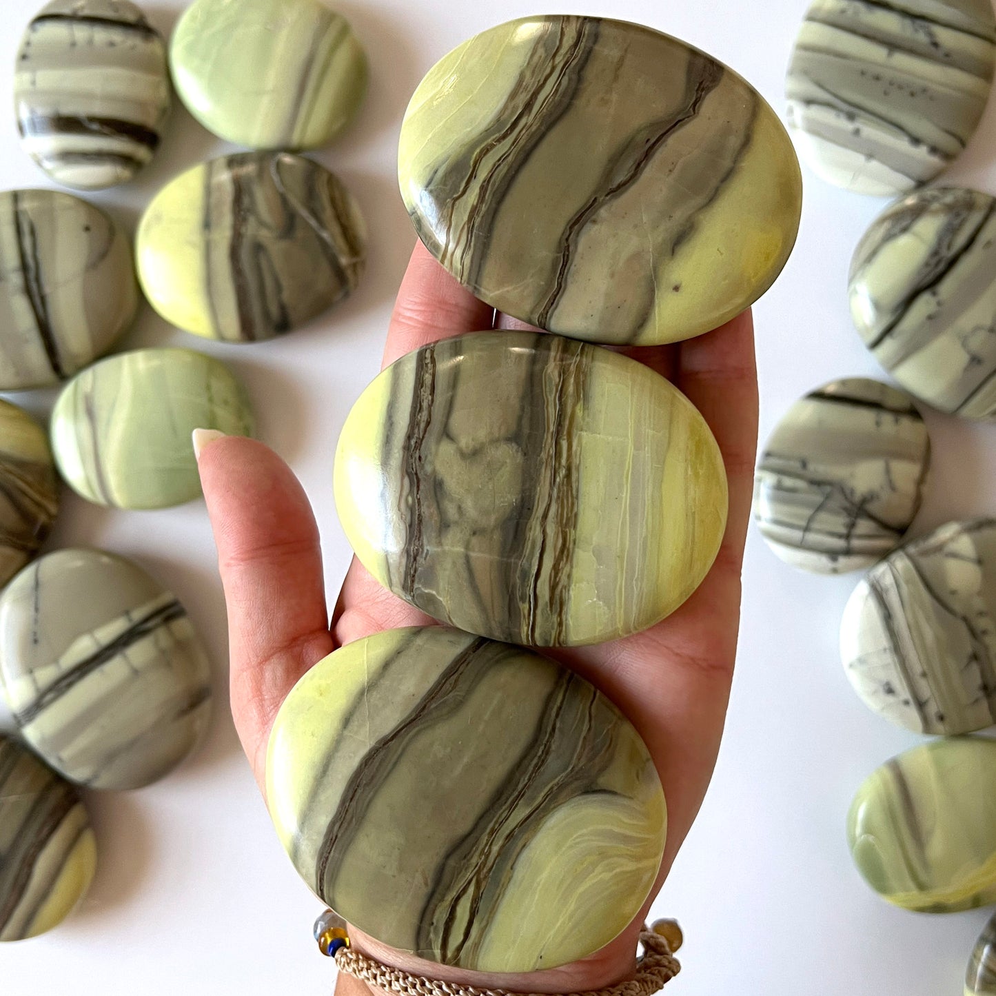 Banded Serpentine Palm Stone