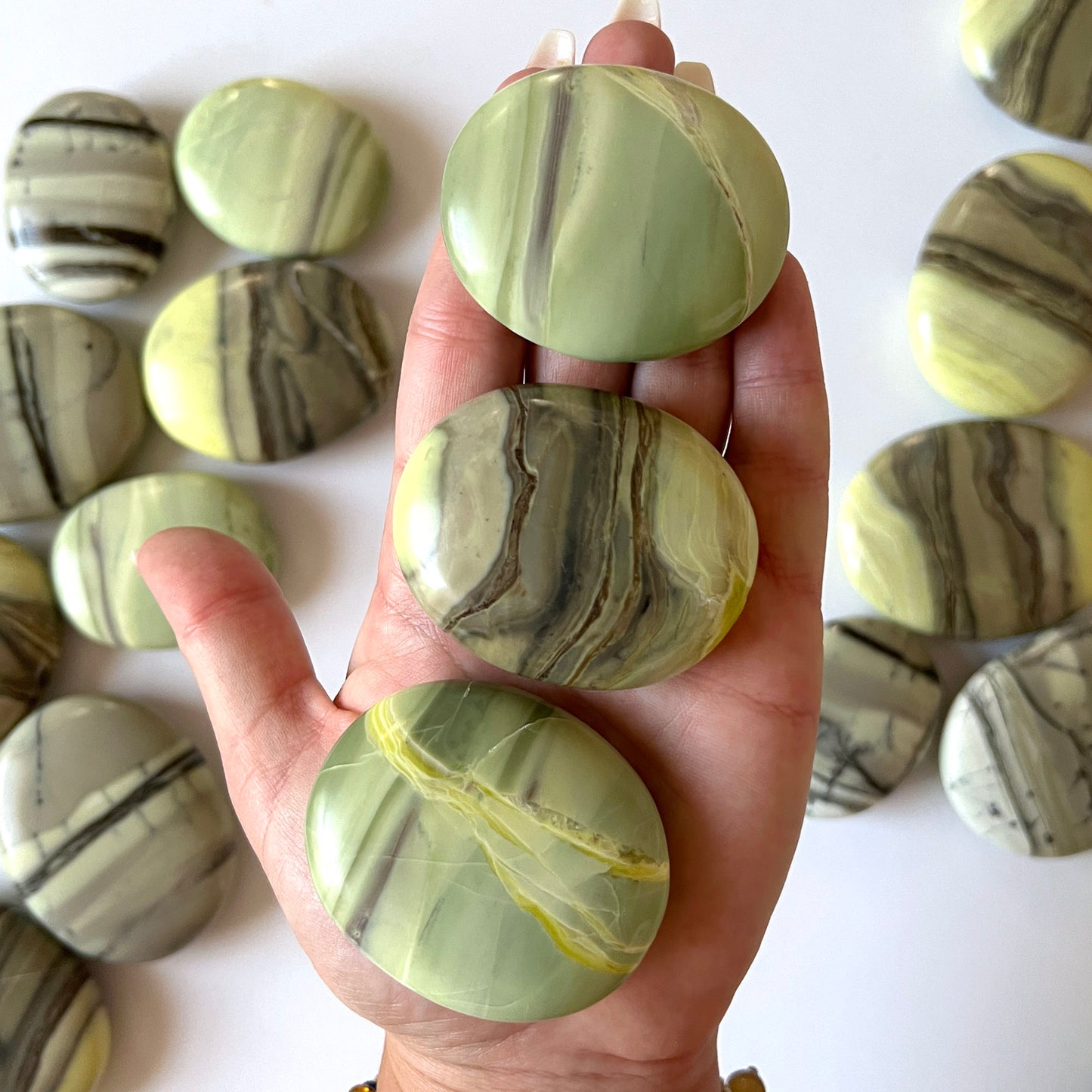 Banded Serpentine Palm Stone
