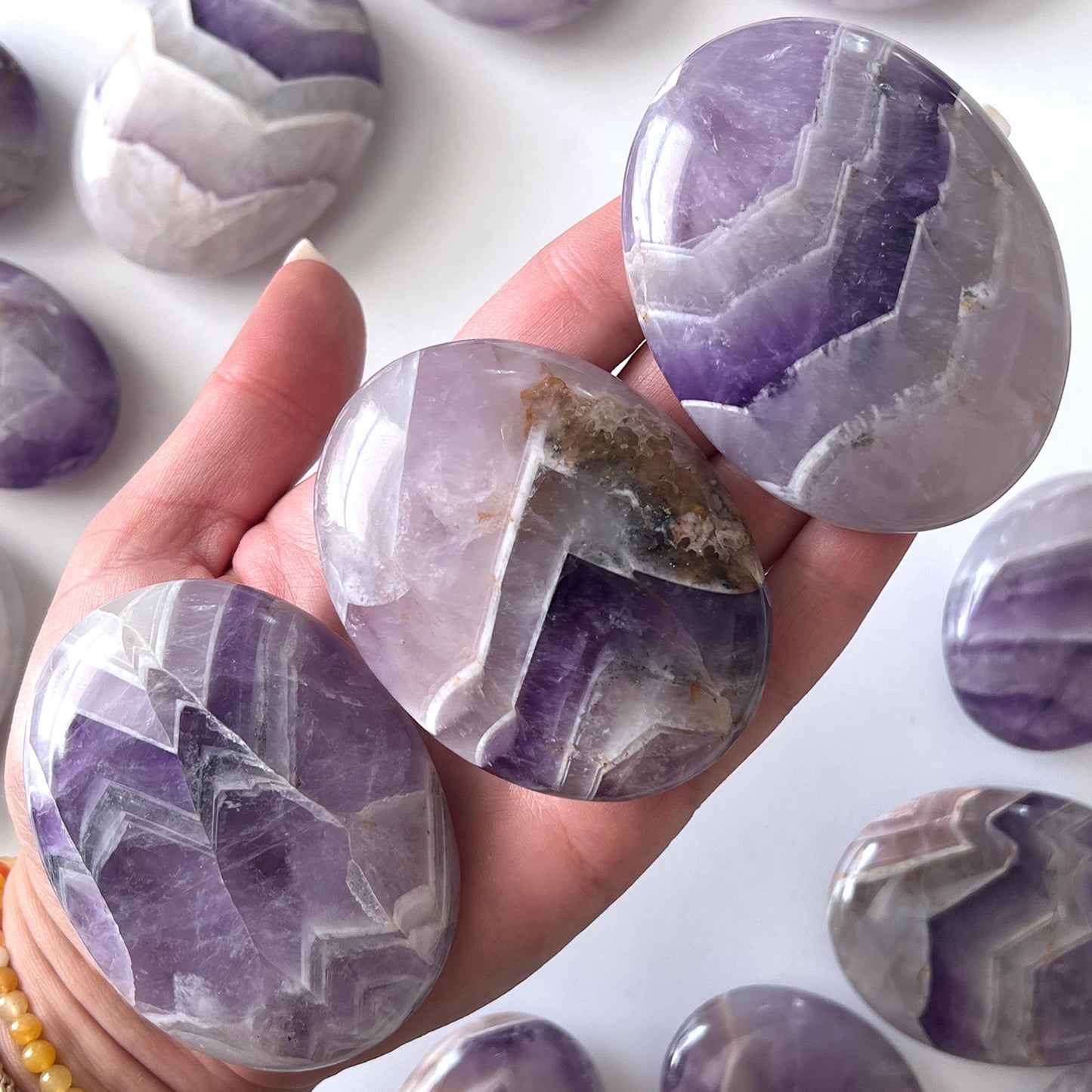 Chevron Amethyst Palm Stone