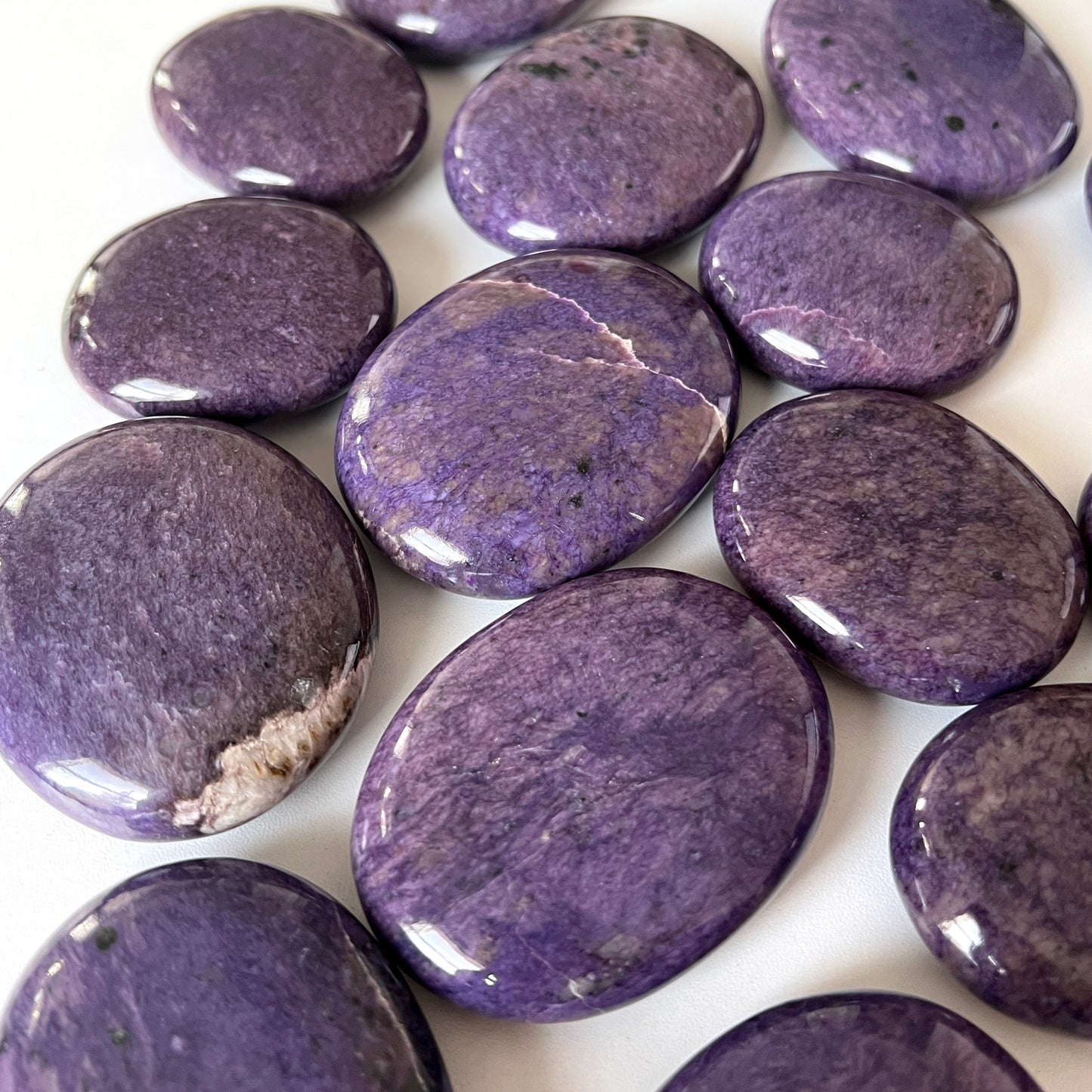Dark Charoite Palm Stone