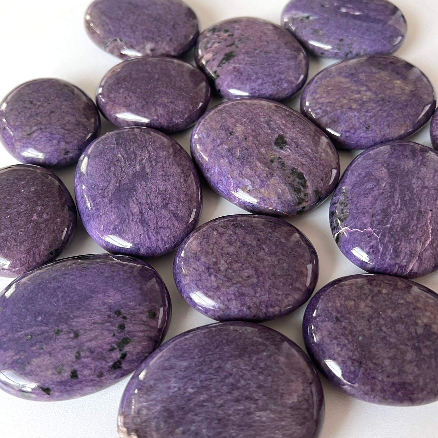 Dark Charoite Palm Stone