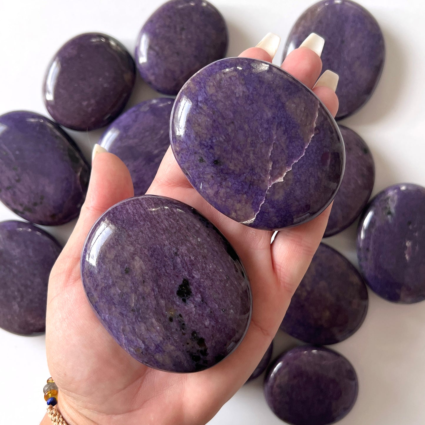 Dark Charoite Palm Stone