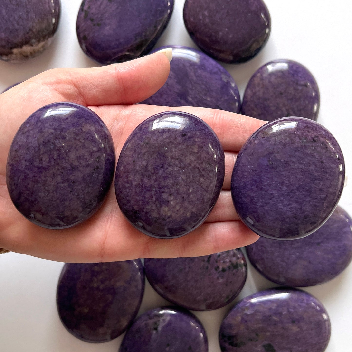 Dark Charoite Palm Stone