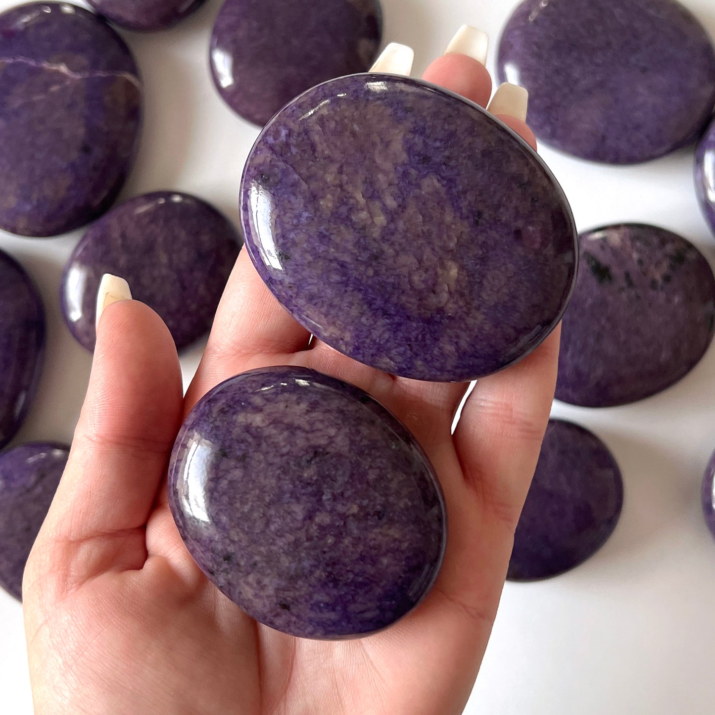 Dark Charoite Palm Stone