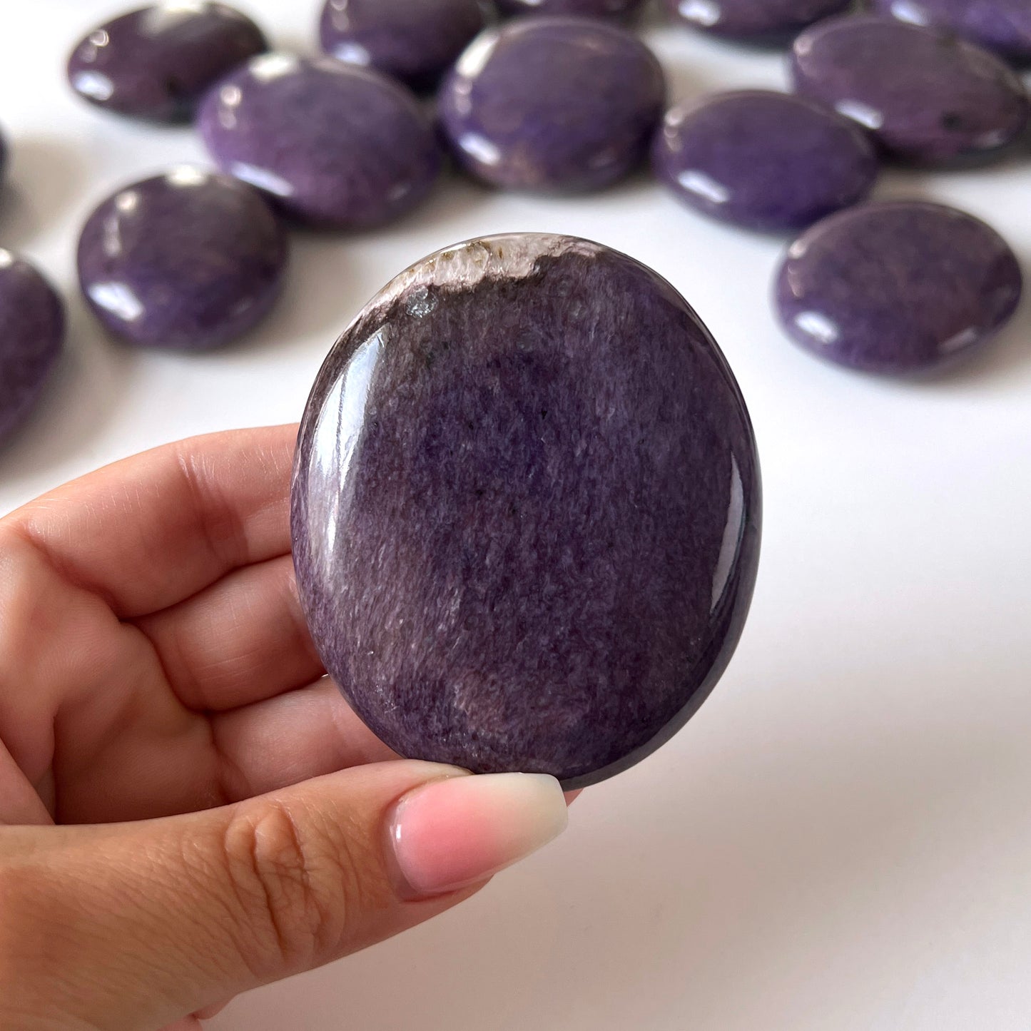 Dark Charoite Palm Stone